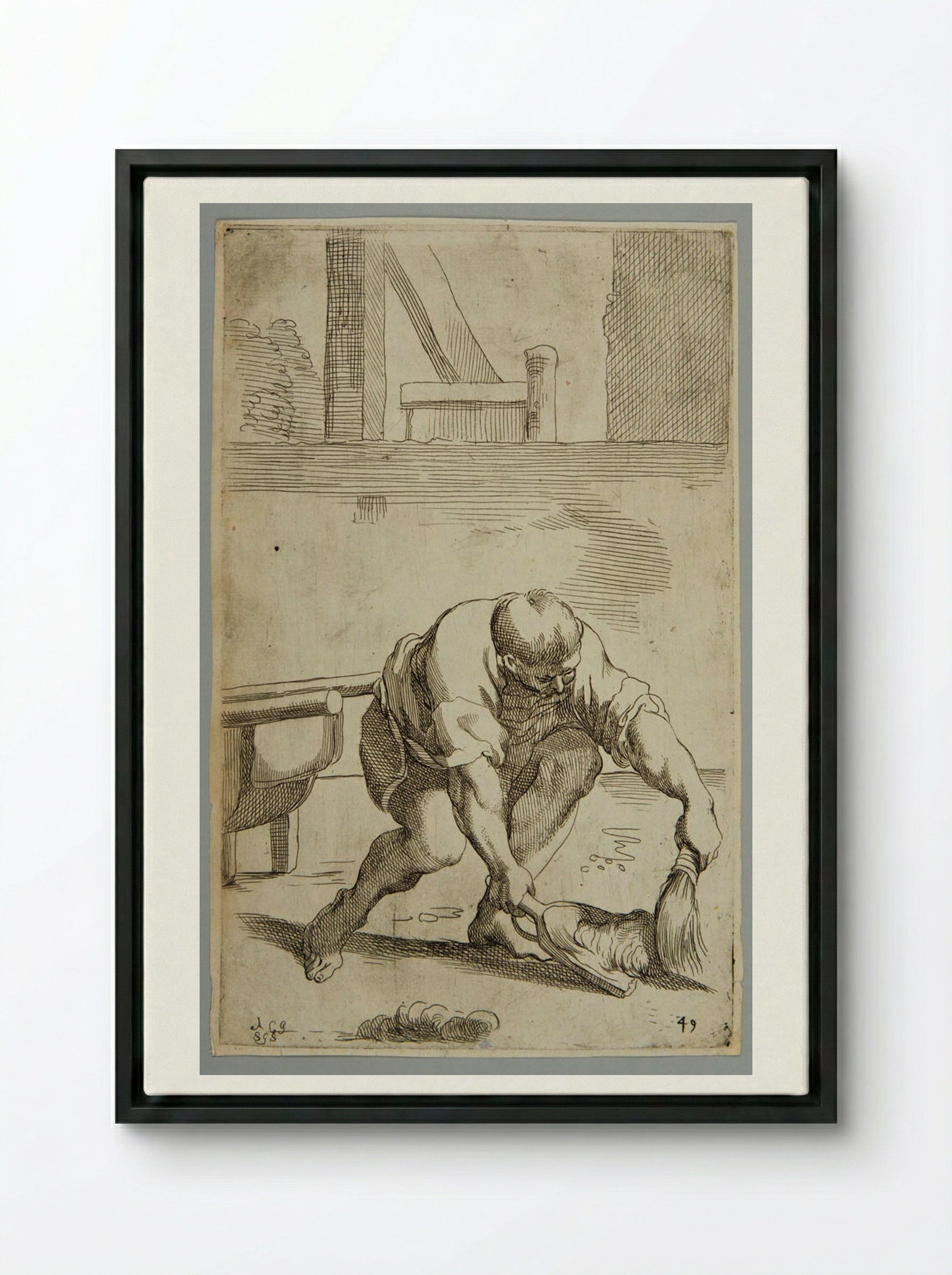 Rubbish Hauler (Plate 49) - Simon Guillain - Framed Canvas Black