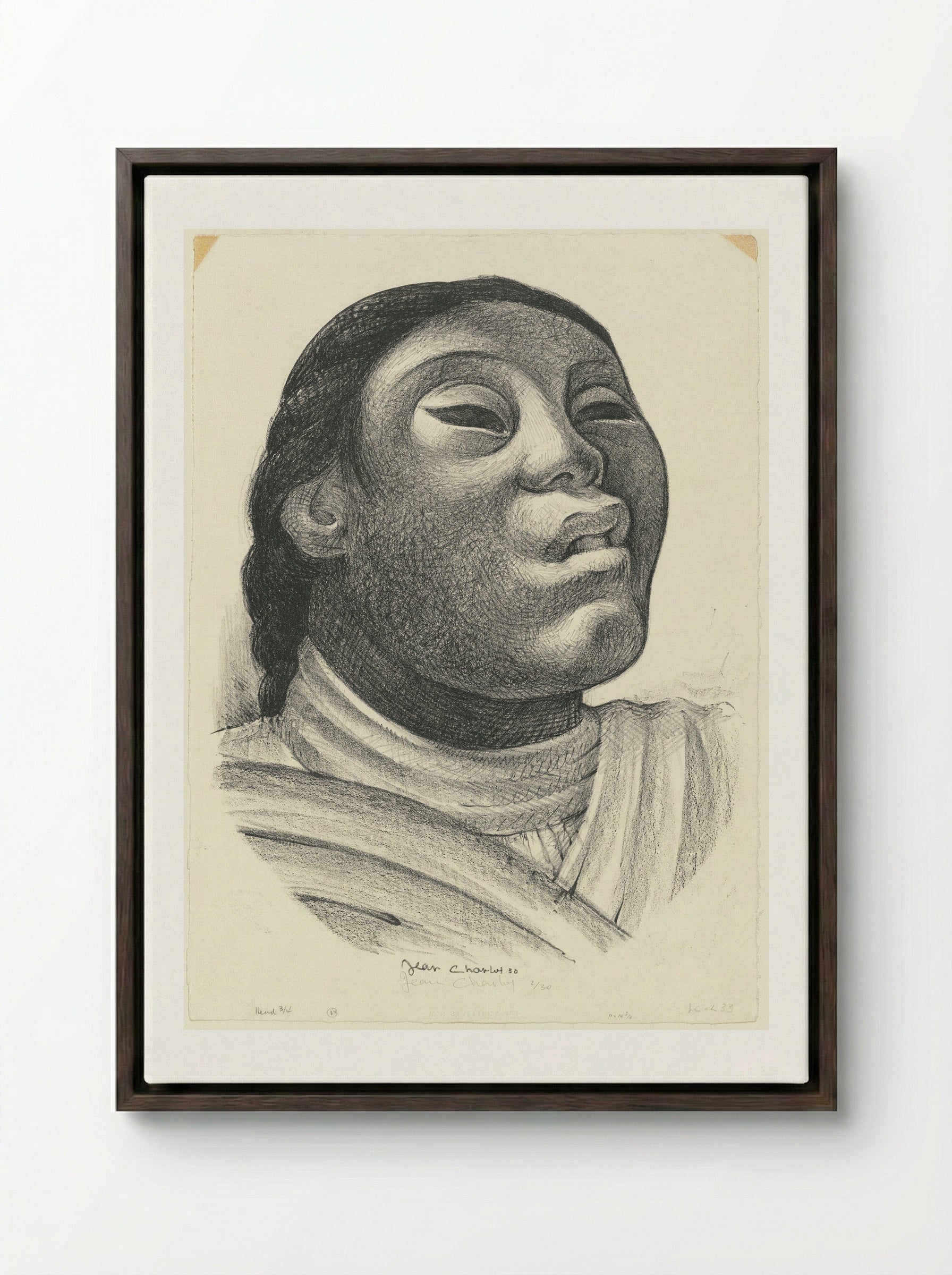 Portrait of a Woman - Jean Charlot - Framed Canvas Dark Wood