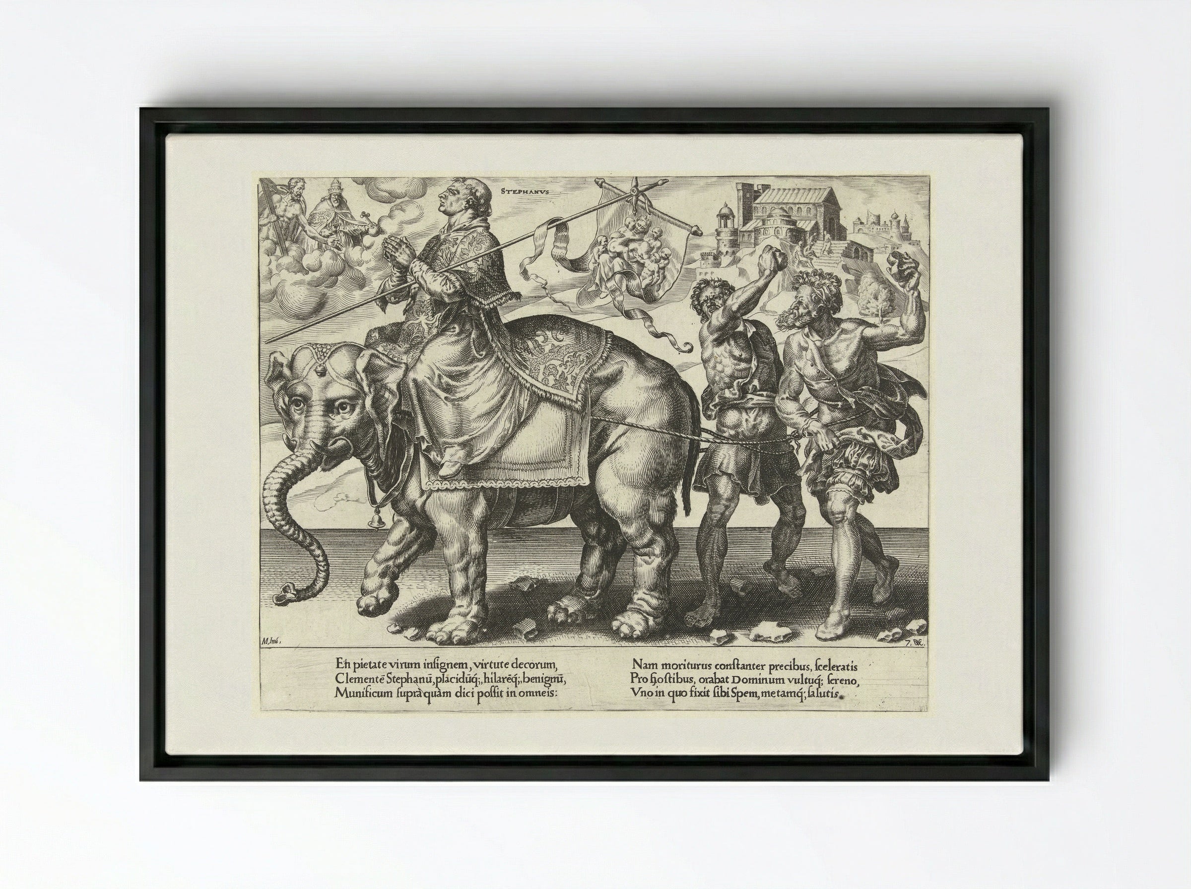 The Triumph of Saint Stephen - Hieronymus Cock - Framed Canvas Black