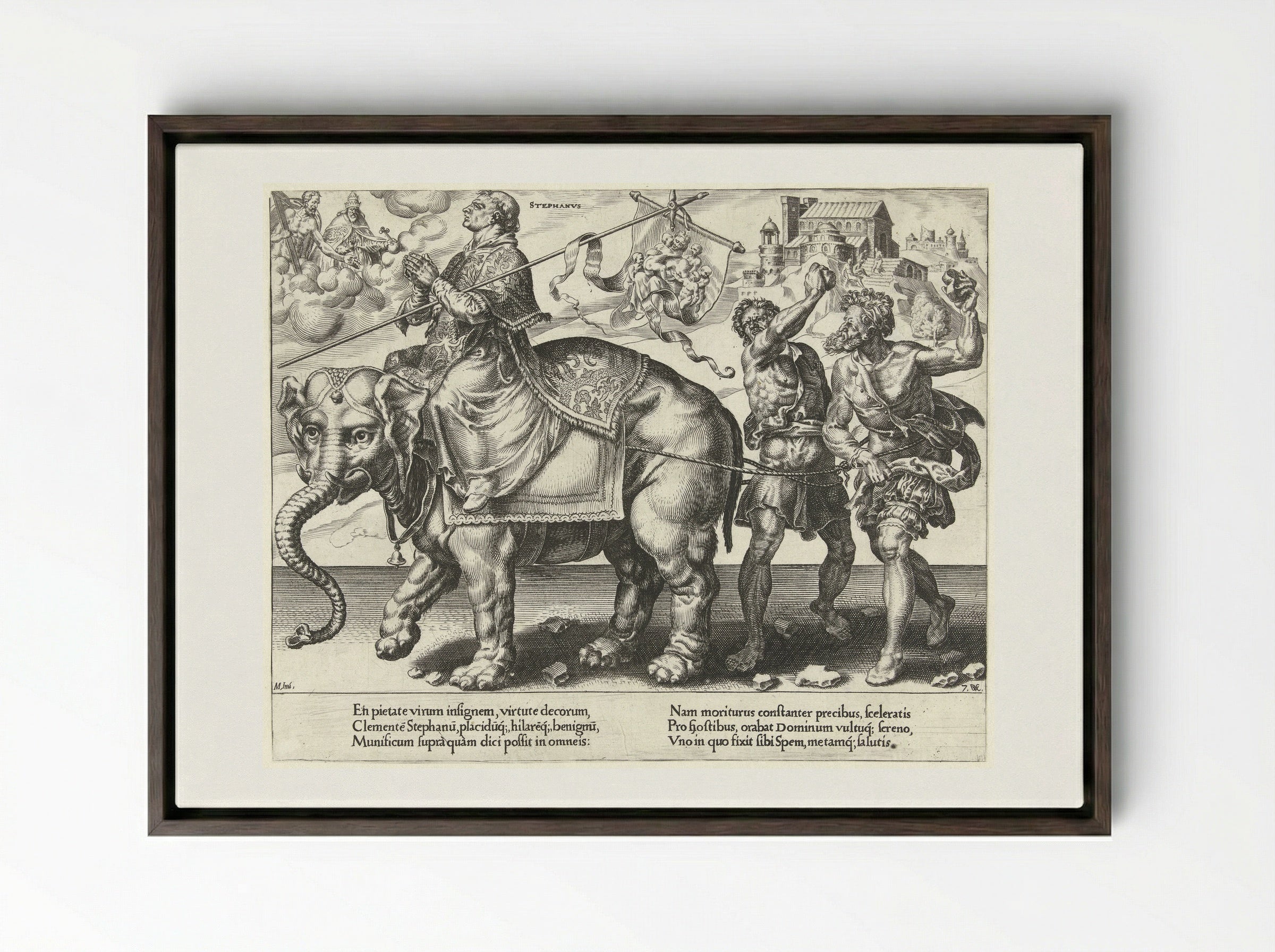 The Triumph of Saint Stephen - Hieronymus Cock - Framed Canvas Dark Wood
