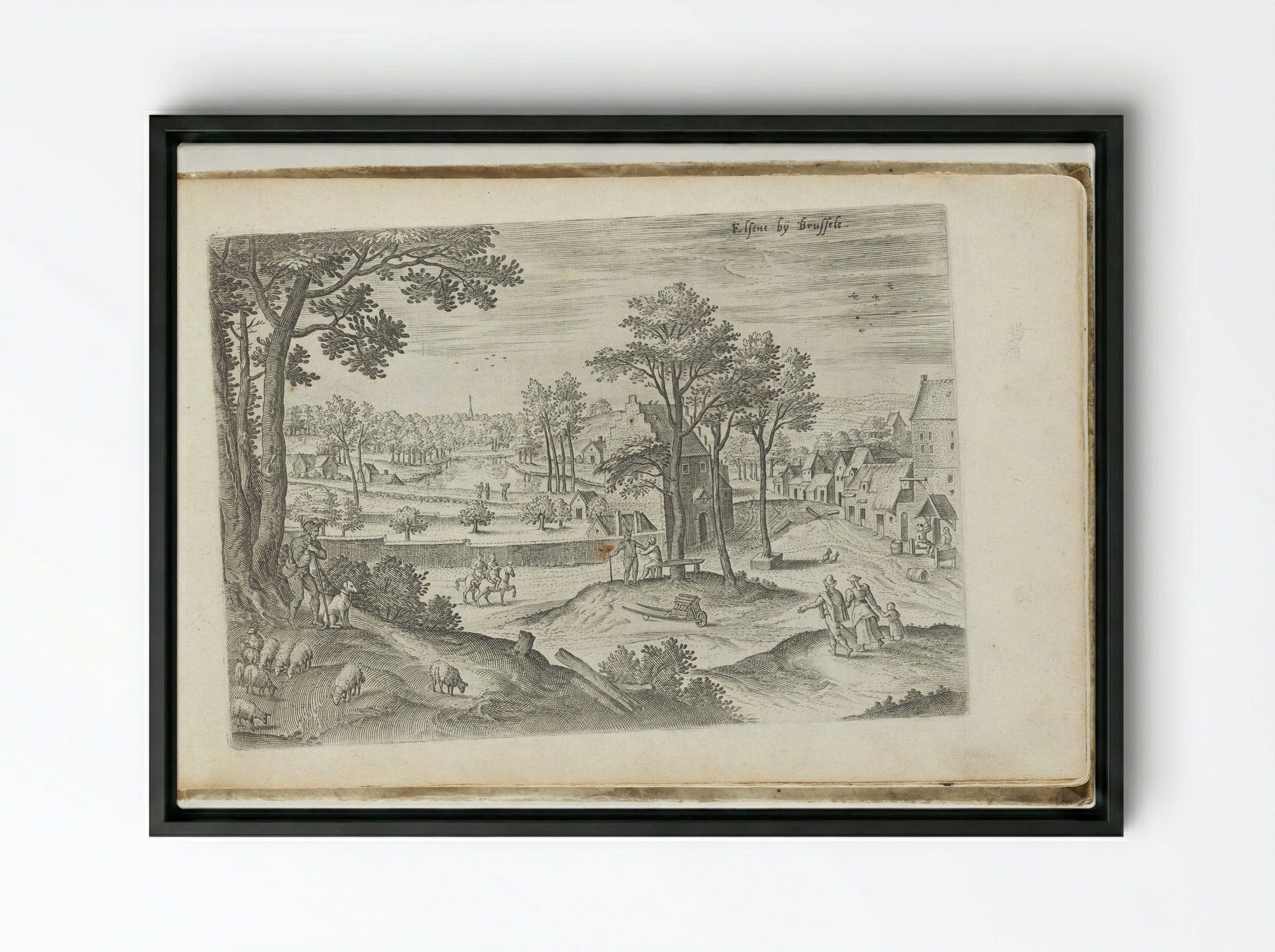 Elsens bij Brussels - Hans Collaert the Elder - Framed Canvas Black