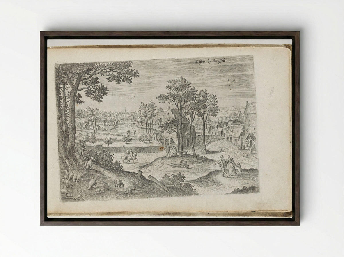 Elsens bij Brussels - Hans Collaert the Elder - Framed Canvas Dark Wood