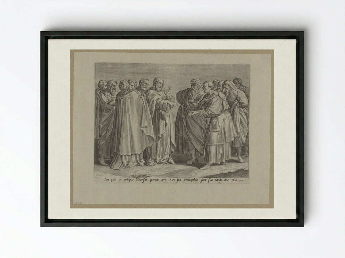 The Great Commandment - Hans Collaert the Elder - Framed Canvas Black