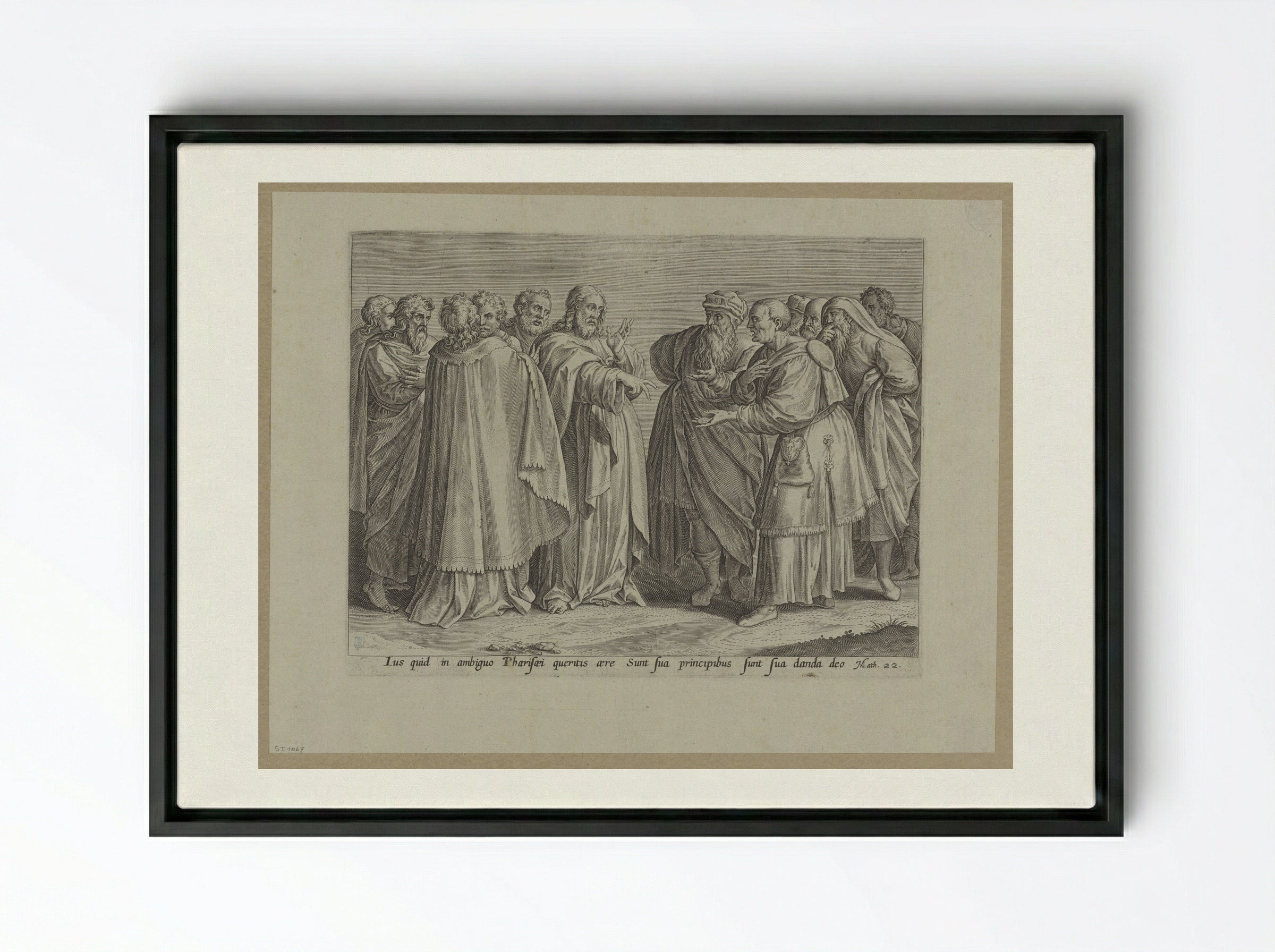 The Great Commandment - Hans Collaert the Elder - Framed Canvas Black