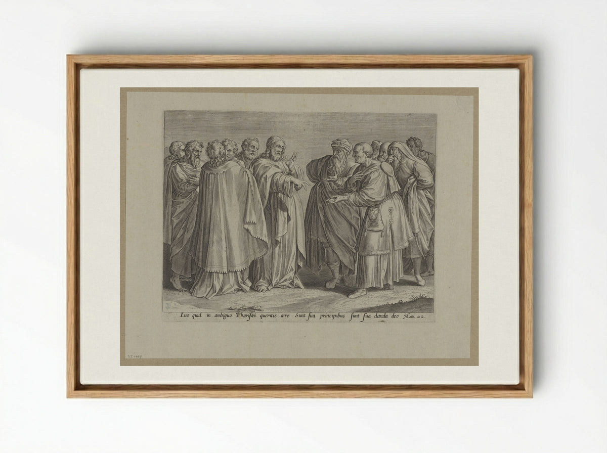 The Great Commandment - Hans Collaert the Elder - Framed Canvas Wood