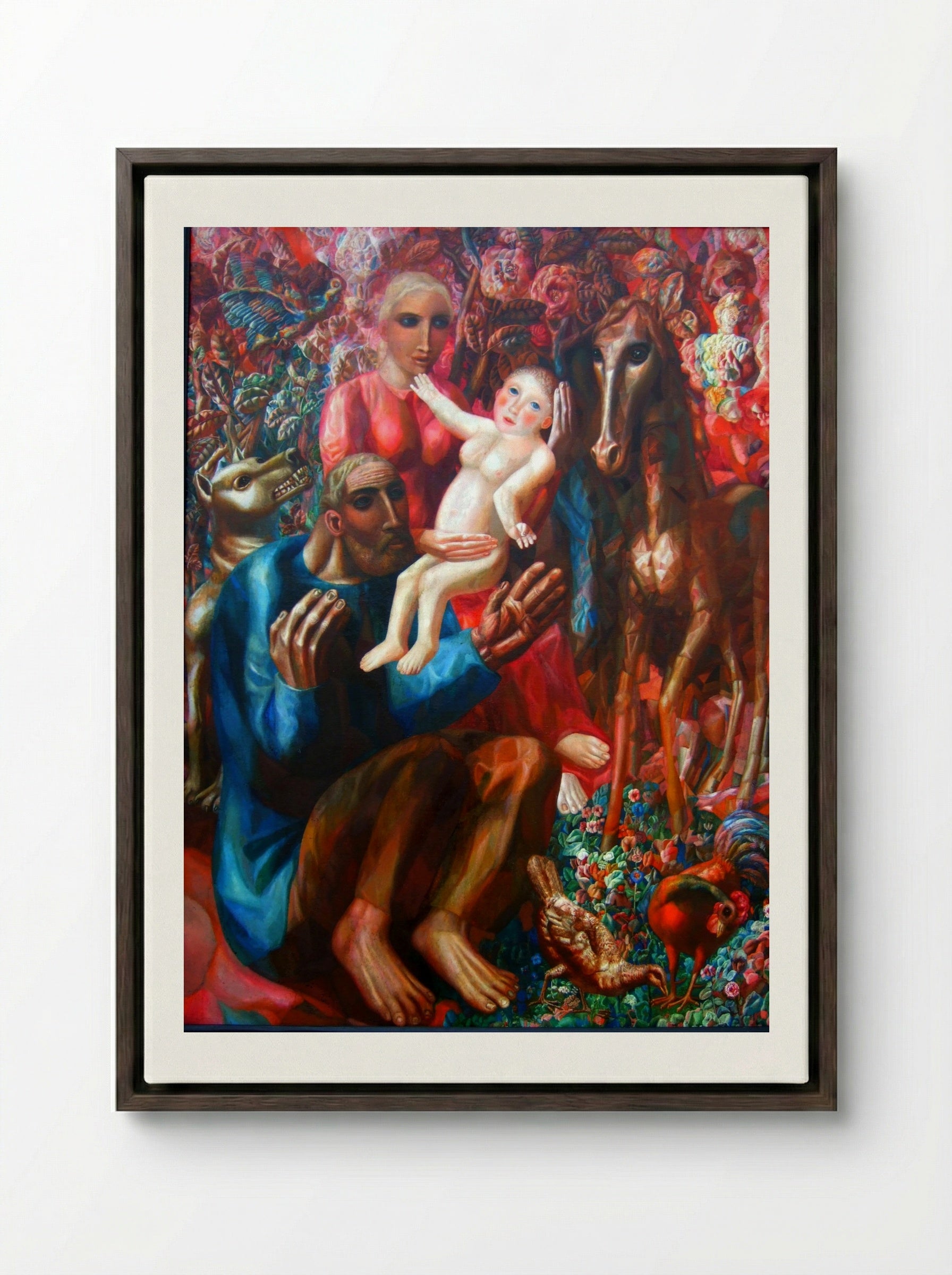 A Peasant Family (The Holy Family) - Pavel Filonov - Framed Canvas Dark Wood