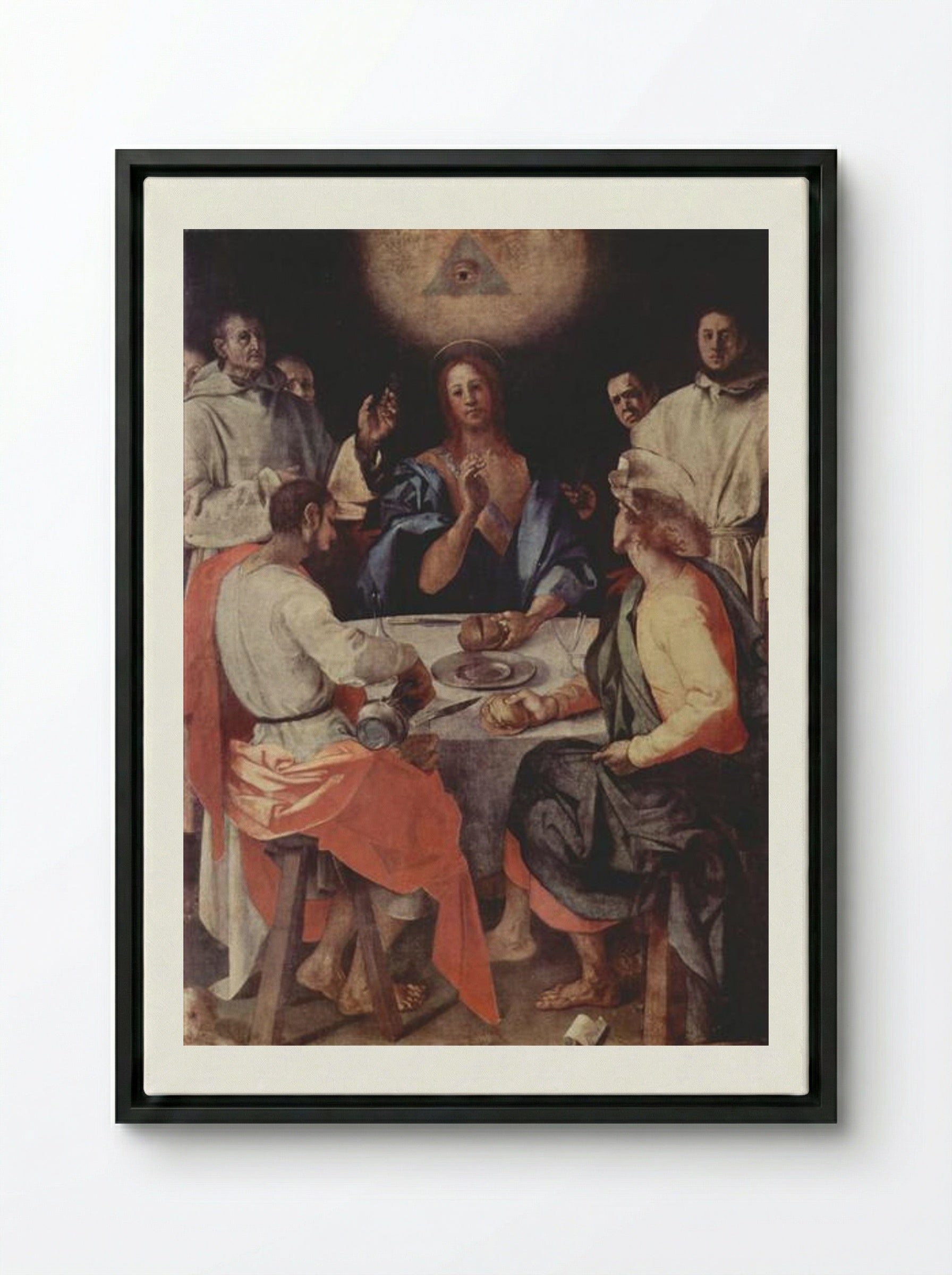 Supper at Emmaus - Jacopo Pontormo - Framed Canvas Black