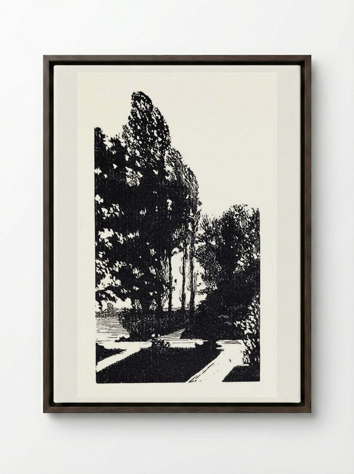 In the Park. Poplar Trees - Anna Ostroumova-Lebedeva - Framed Canvas Dark Wood