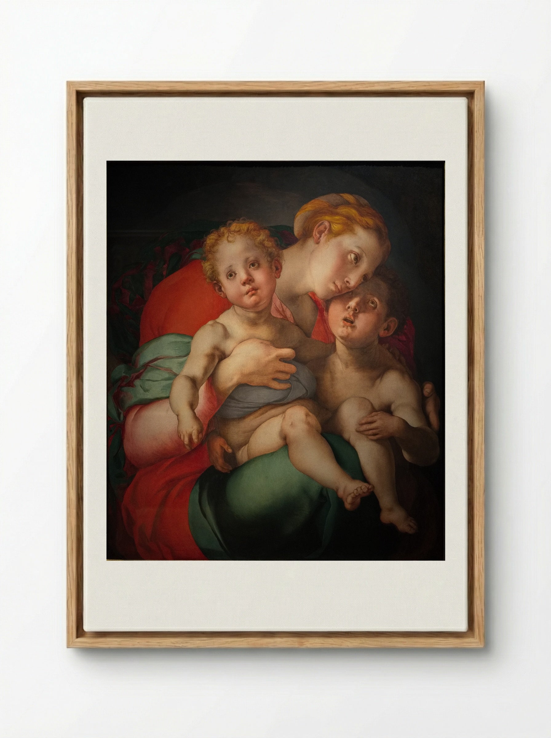 Madonna and Child with the Young Saint John - Jacopo Pontormo - Framed Canvas Wood