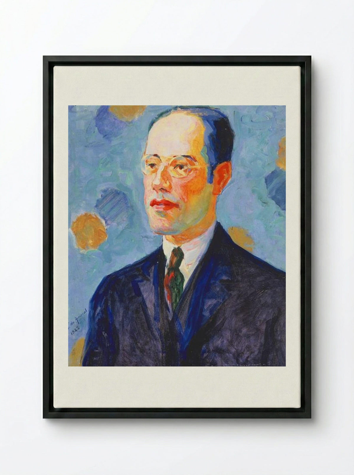Portrait of Mário de Andrade - Tarsila do Amaral - Framed Canvas Black