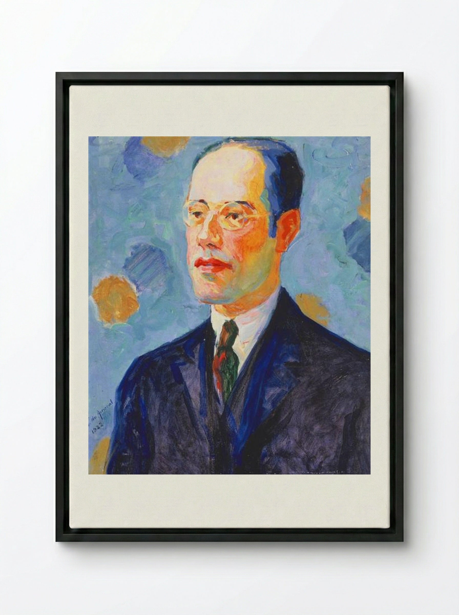 Portrait of Mário de Andrade - Tarsila do Amaral - Framed Canvas Black