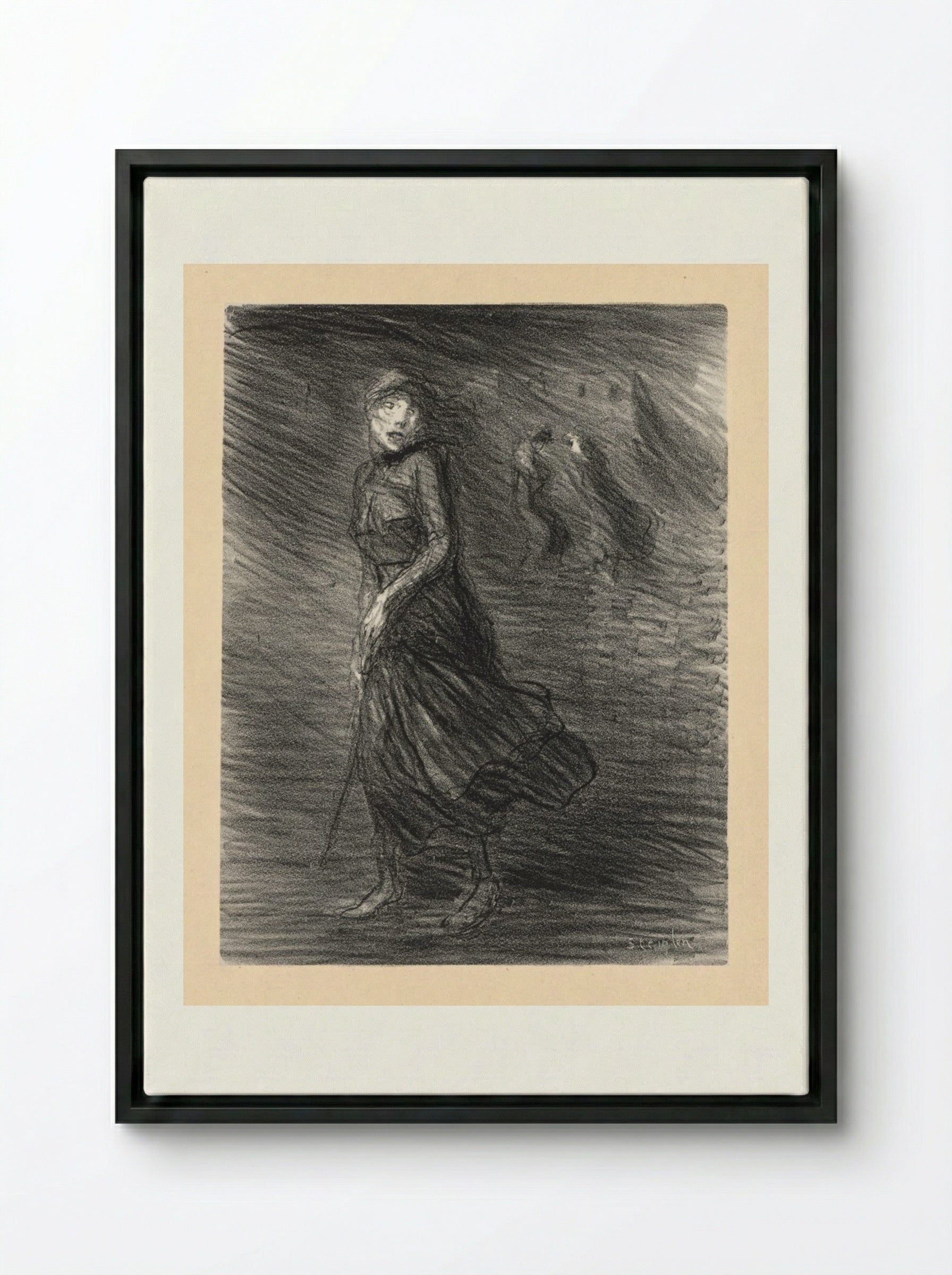 In the Street (Dans la Rue) - Théophile Alexandre Steinlen - Framed Canvas Black