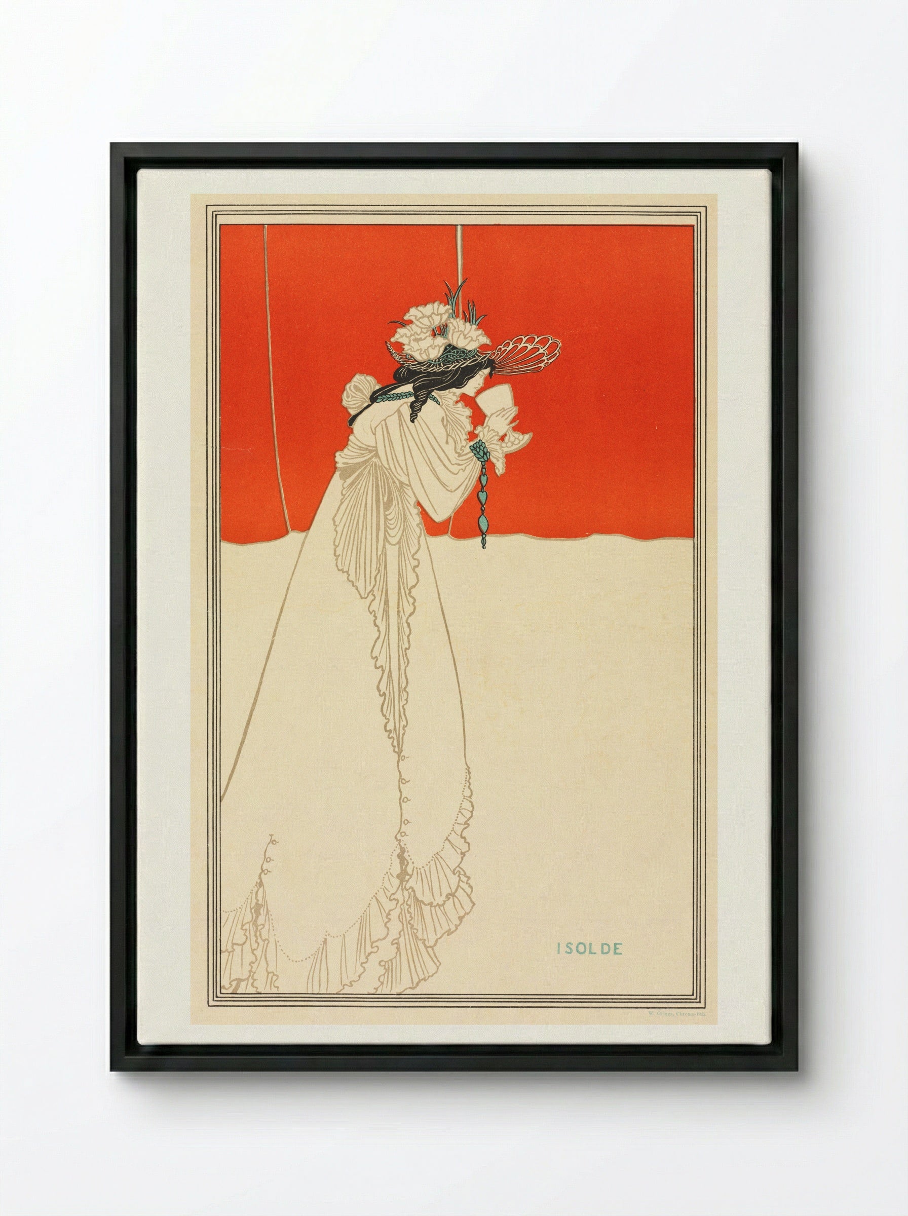 Isolde - Aubrey Beardsley - Framed Canvas Black