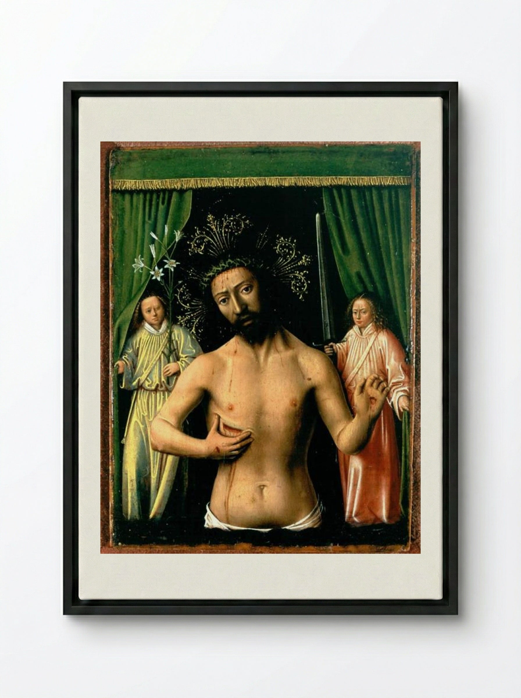 The Man of Sorrows - Petrus Christus - Framed Canvas Black