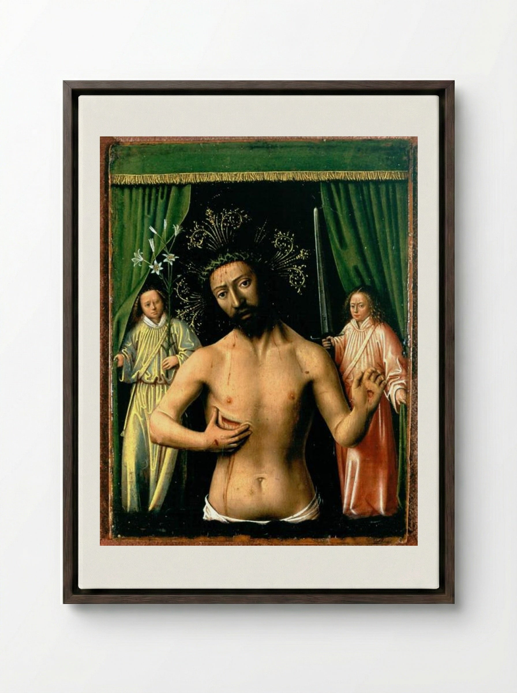 The Man of Sorrows - Petrus Christus - Framed Canvas Dark Wood