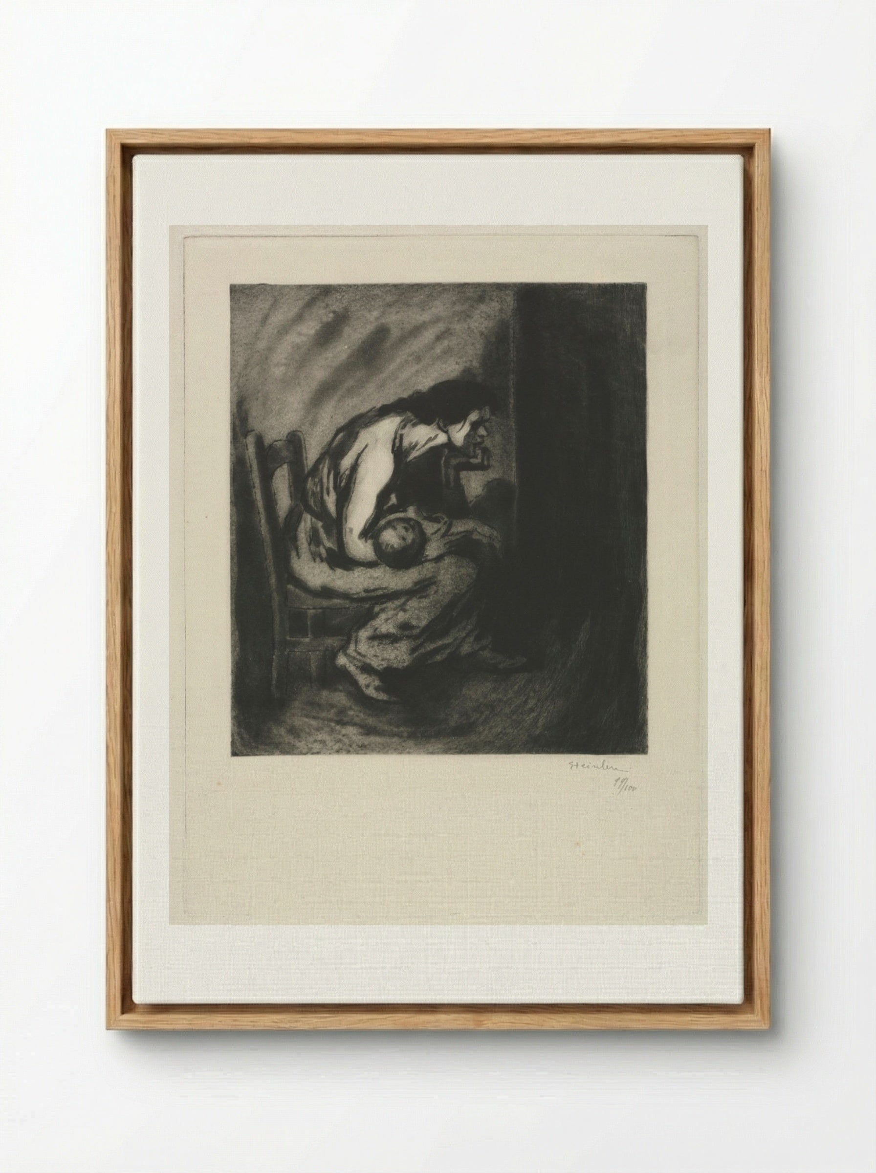The Sick Child - Théophile Alexandre Steinlen - Framed Canvas Wood