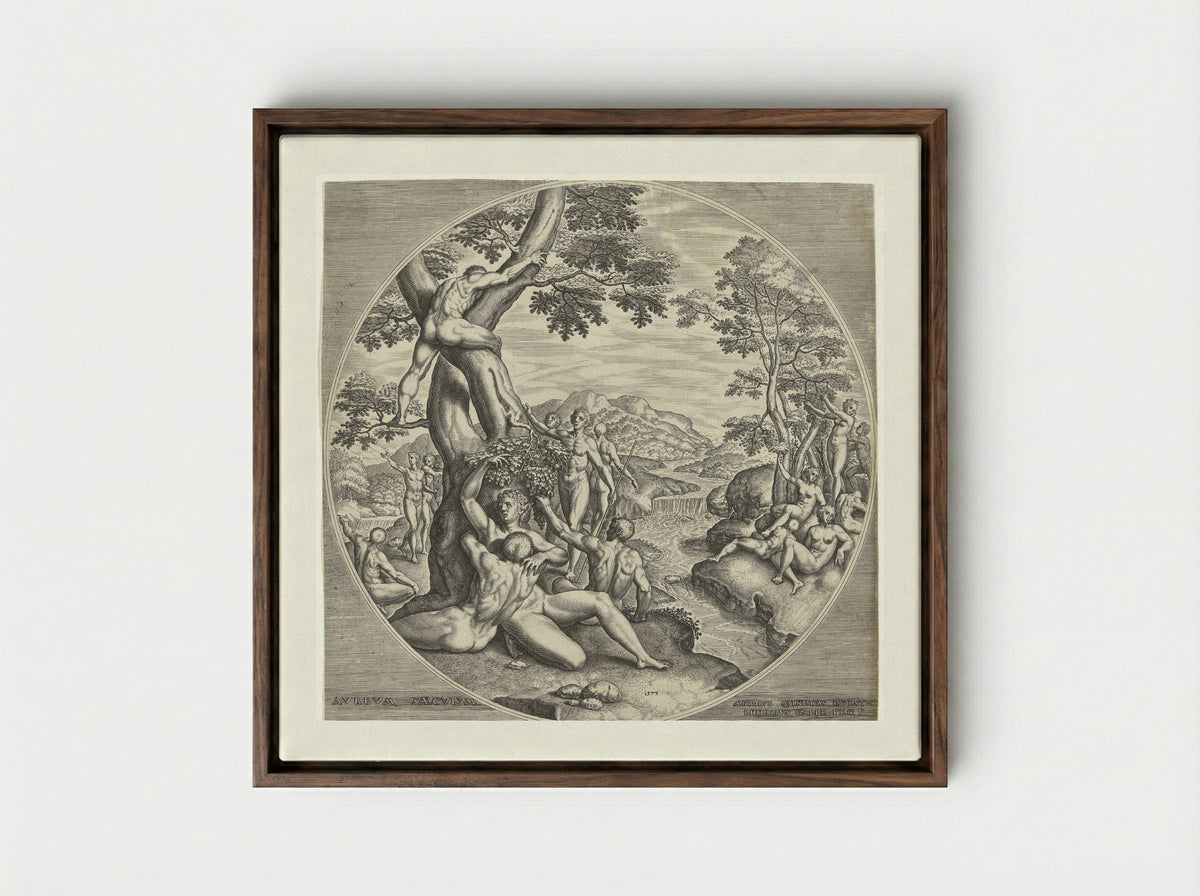 The Golden Age - Philips Galle - Framed Canvas Dark Wood