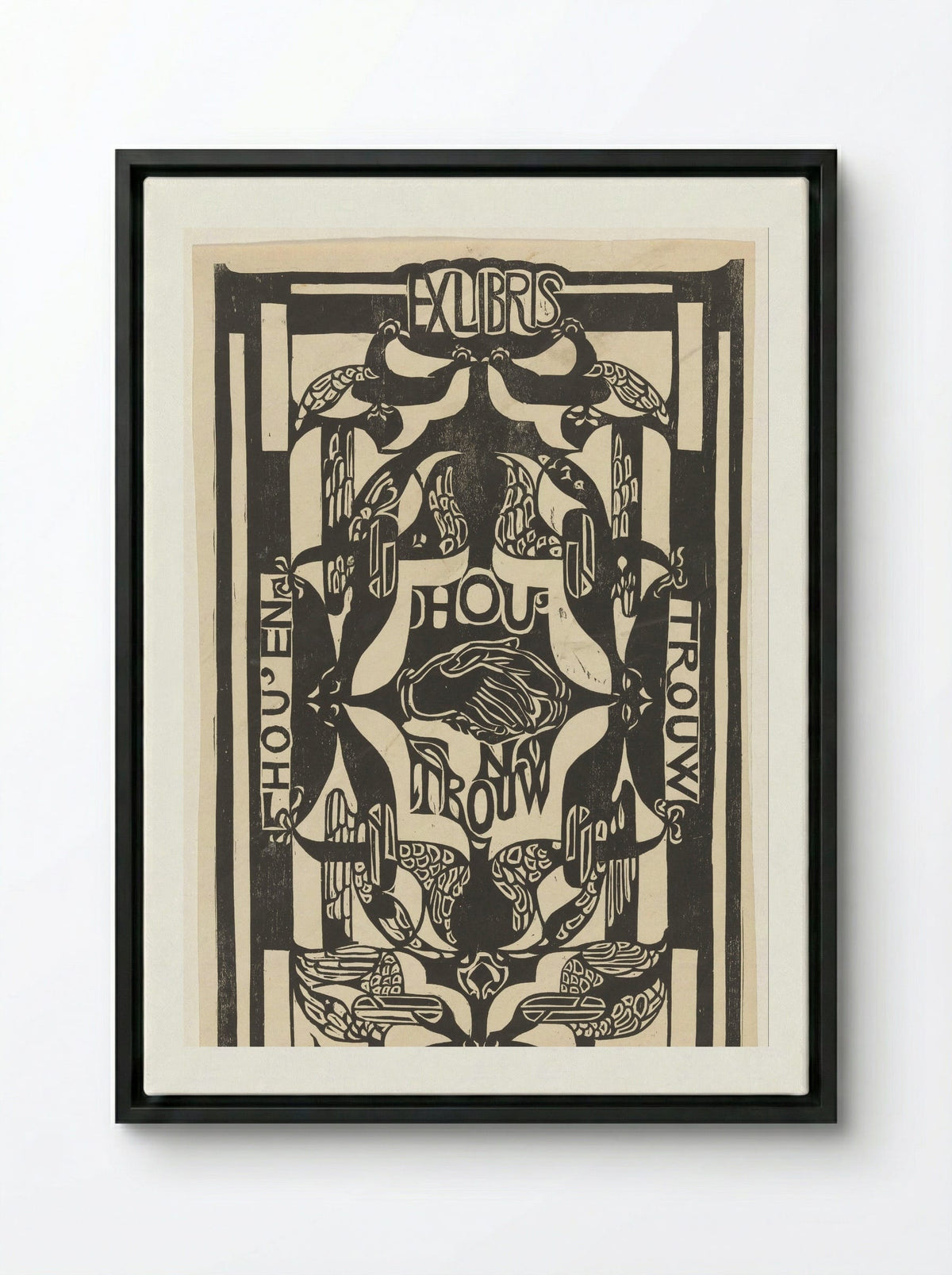 Ex libris van de vereniging Hou'en Trouw - Carel Adolph Lion Cachet - Framed Canvas Black
