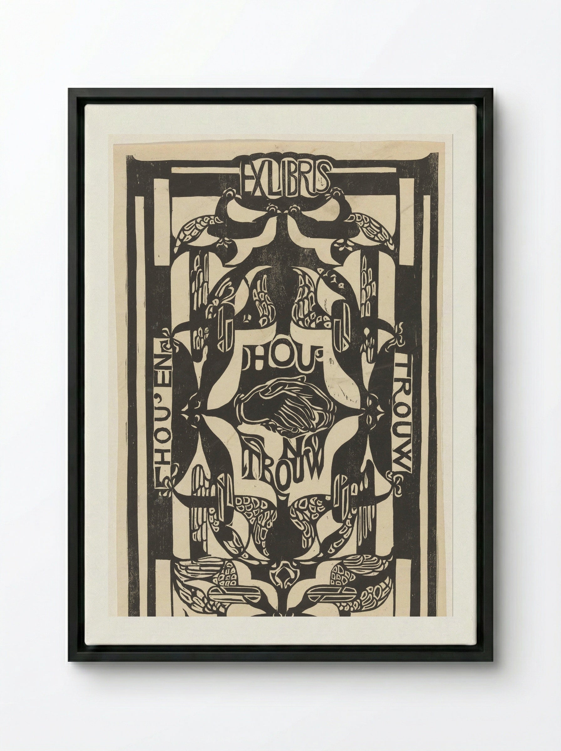Ex libris van de vereniging Hou'en Trouw - Carel Adolph Lion Cachet - Framed Canvas Black
