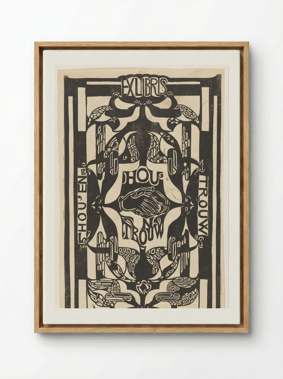 Ex libris van de vereniging Hou'en Trouw - Carel Adolph Lion Cachet - Framed Canvas Wood