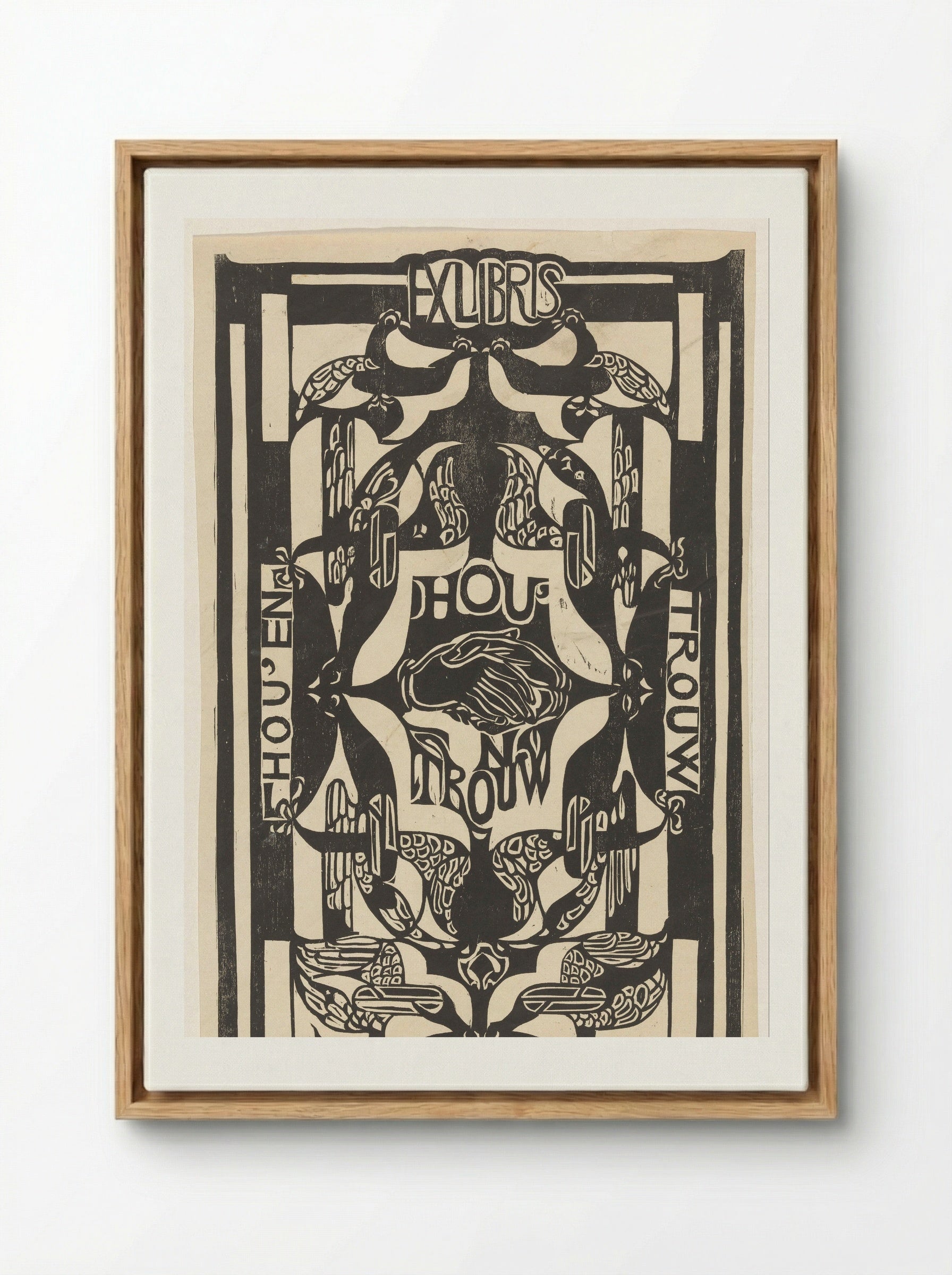 Ex libris van de vereniging Hou'en Trouw - Carel Adolph Lion Cachet - Framed Canvas Wood