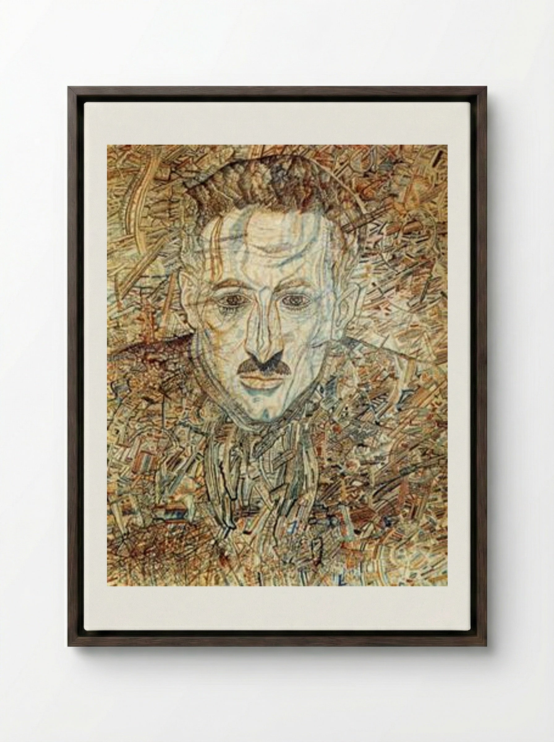 Portrait of Nikolay Glebov-Putilovsky - Pavel Filonov - Framed Canvas Dark Wood