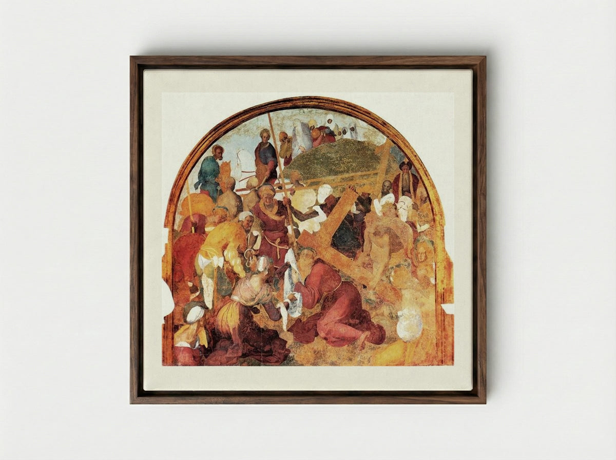 The Ascent to Calvary - Jacopo Pontormo - Framed Canvas Dark Wood