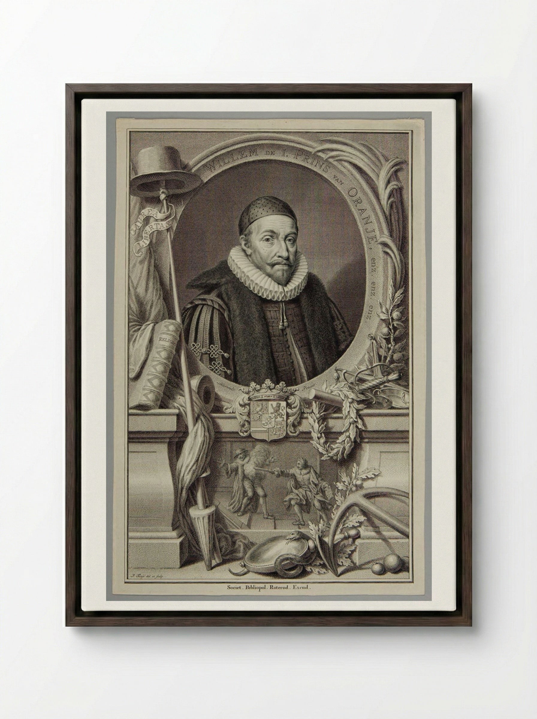 William I of Nassau, Prince of Orange - Pieter Tanjé - Framed Canvas Dark Wood