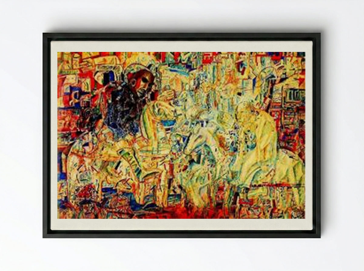 Horsemen - Pavel Filonov - Framed Canvas Black