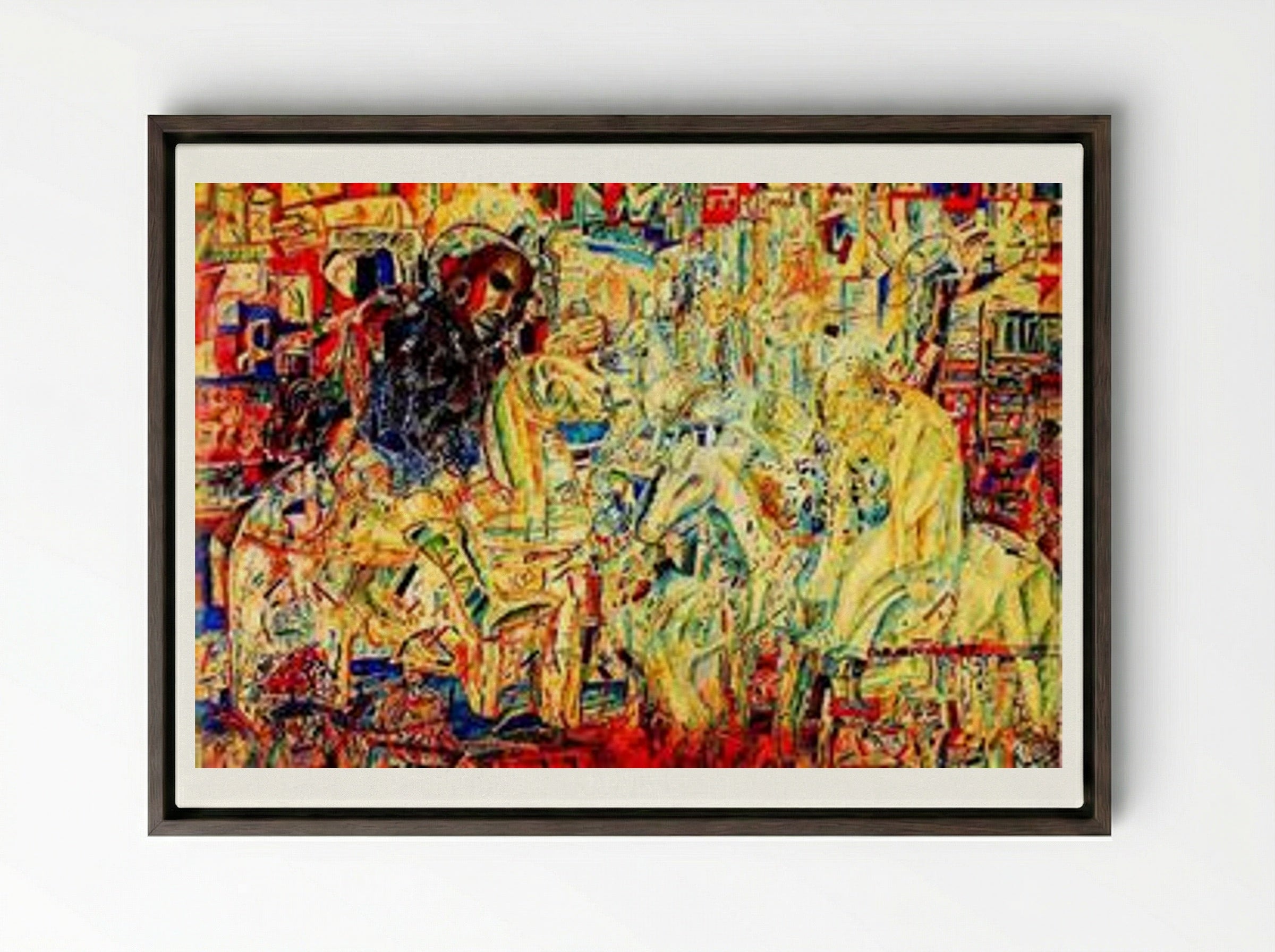 Horsemen - Pavel Filonov - Framed Canvas Dark Wood