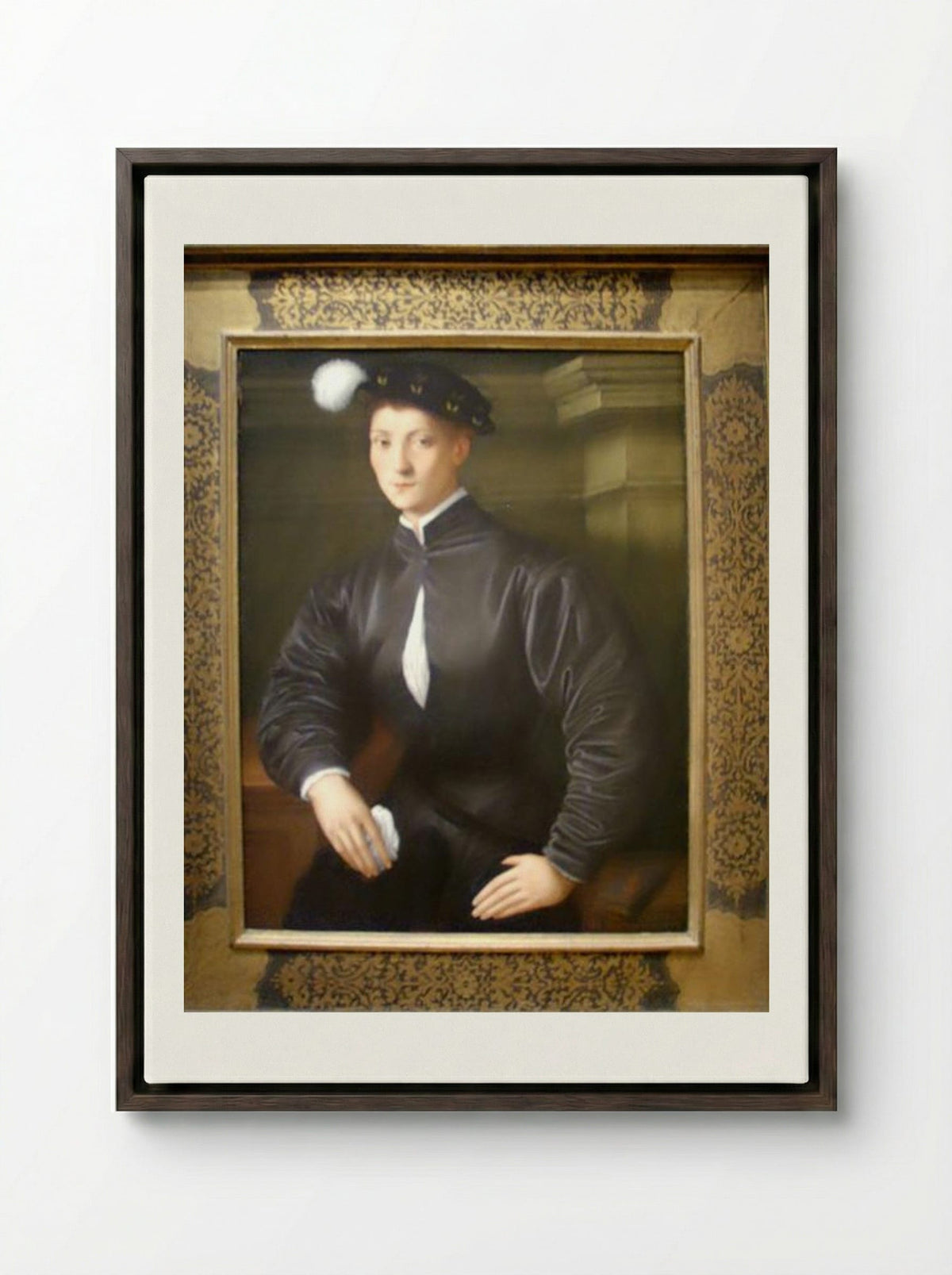 Portrait of Ugolino Martelli - Jacopo Pontormo - Framed Canvas Dark Wood