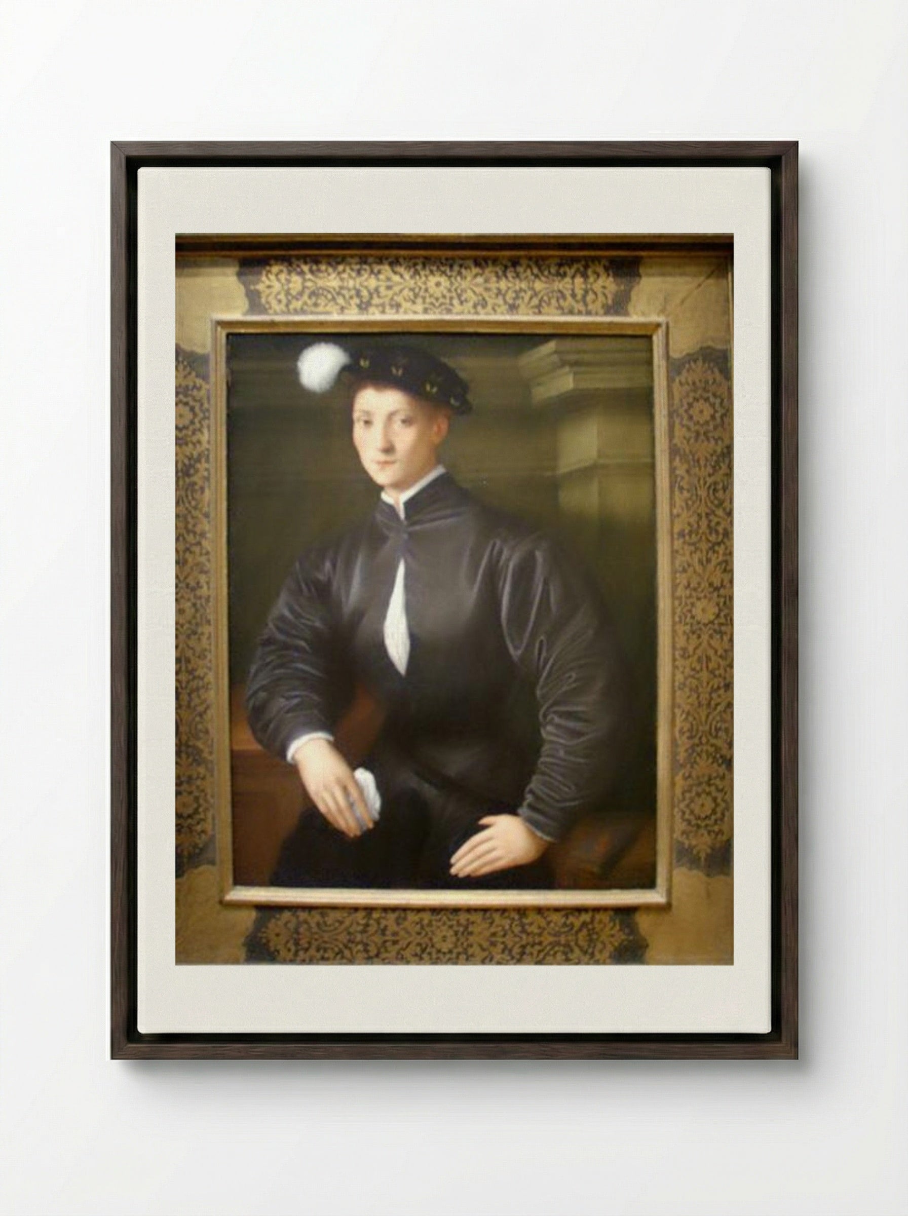 Portrait of Ugolino Martelli - Jacopo Pontormo - Framed Canvas Dark Wood