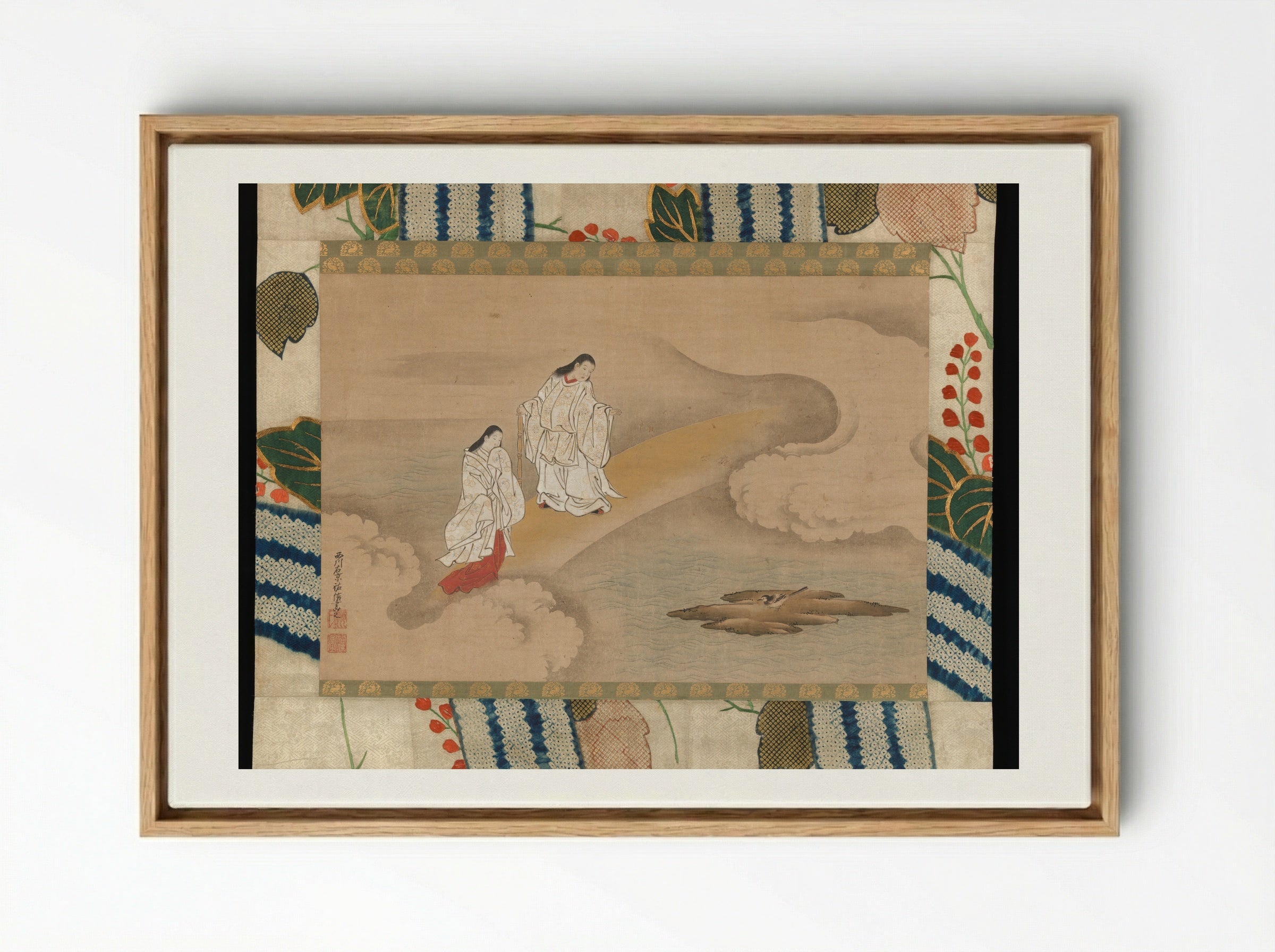 The God Izanagi and Goddess Izanami - Nishikawa Sukenobu - Framed Canvas Wood