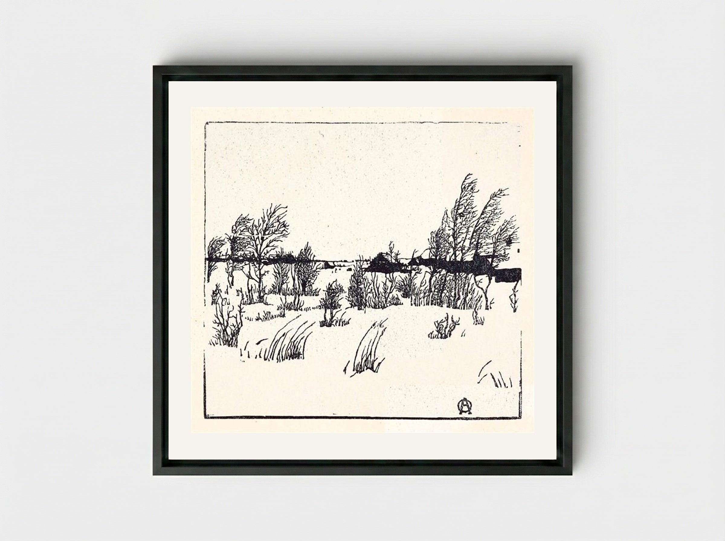 Winter - Anna Ostroumova-Lebedeva - Framed Canvas Black