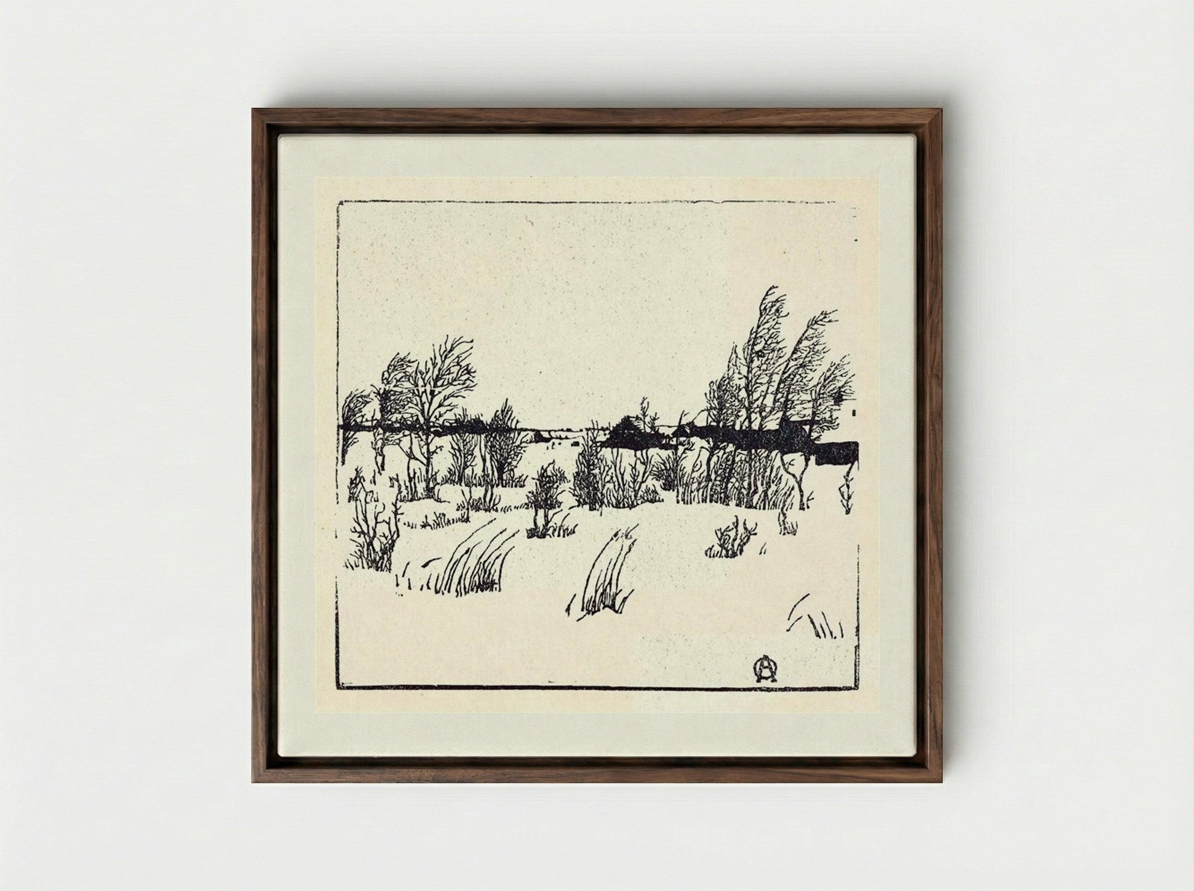 Winter - Anna Ostroumova-Lebedeva - Framed Canvas Dark Wood