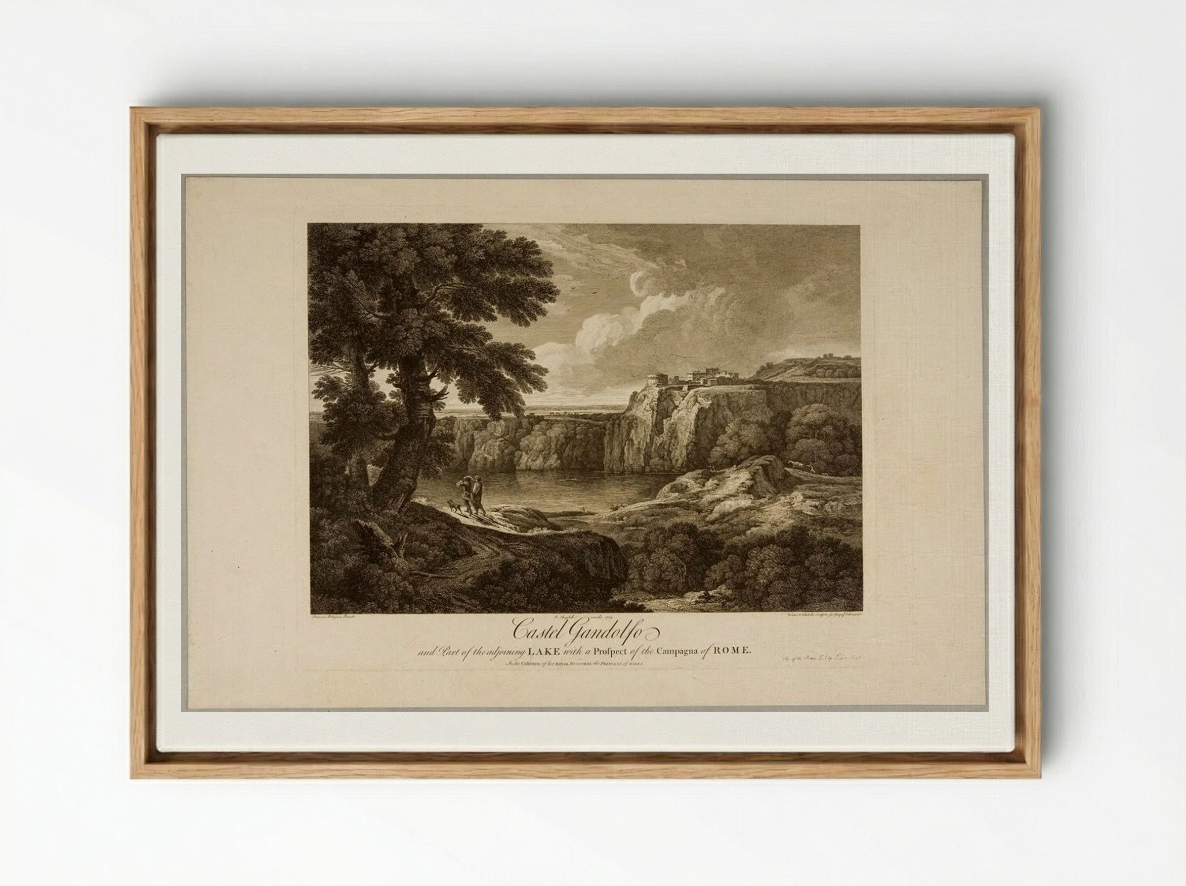 Castel Gandolfo and Part of the Adjoining Lake - François Vivares - Framed Canvas Wood