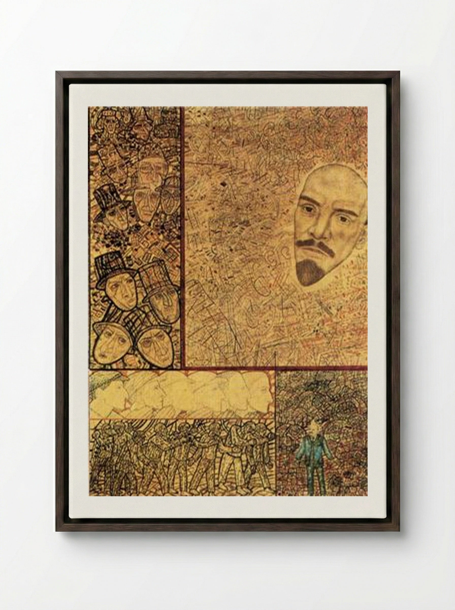 GOELRO (Lenin's Plan for the Electrification of Russia) - Pavel Filonov - Framed Canvas Dark Wood