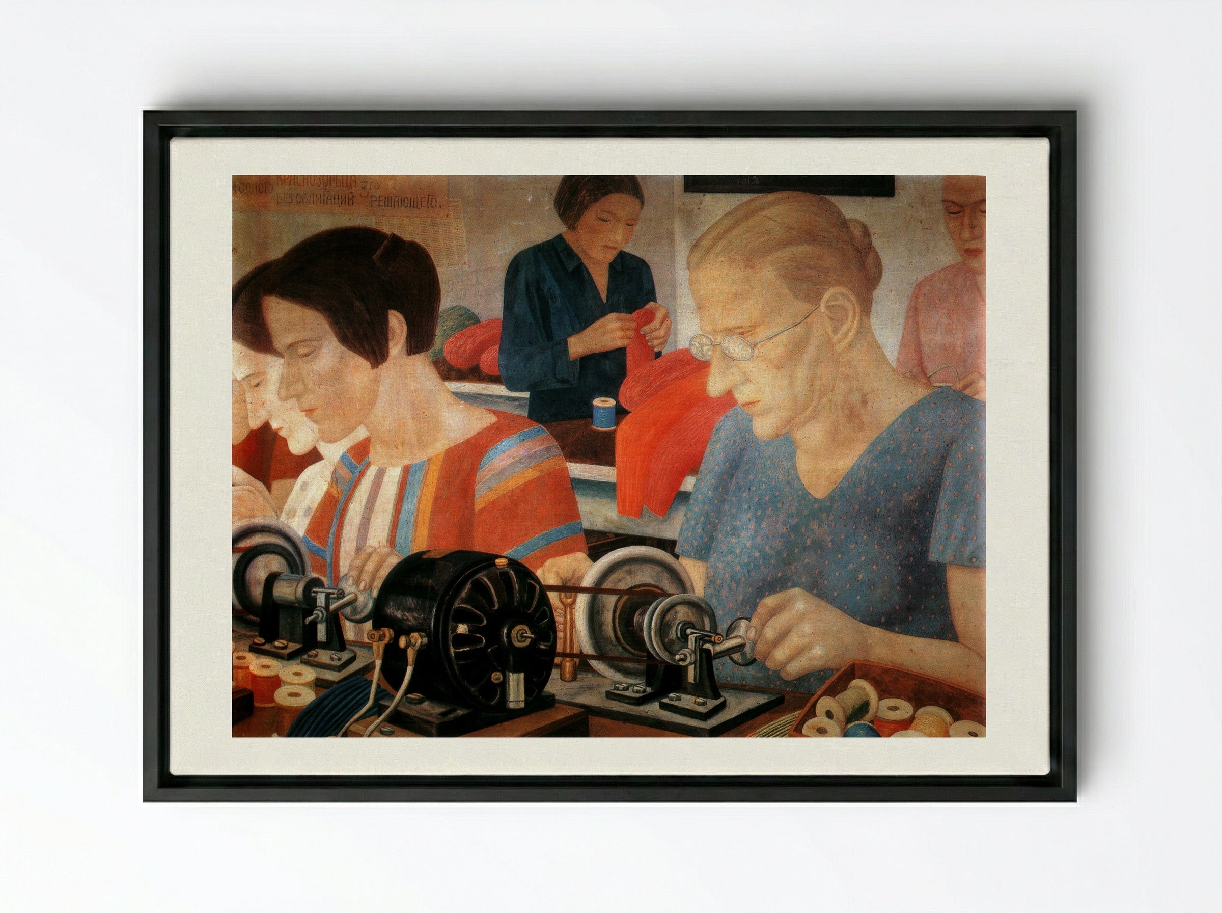 Workers - Pavel Filonov - Framed Canvas Black