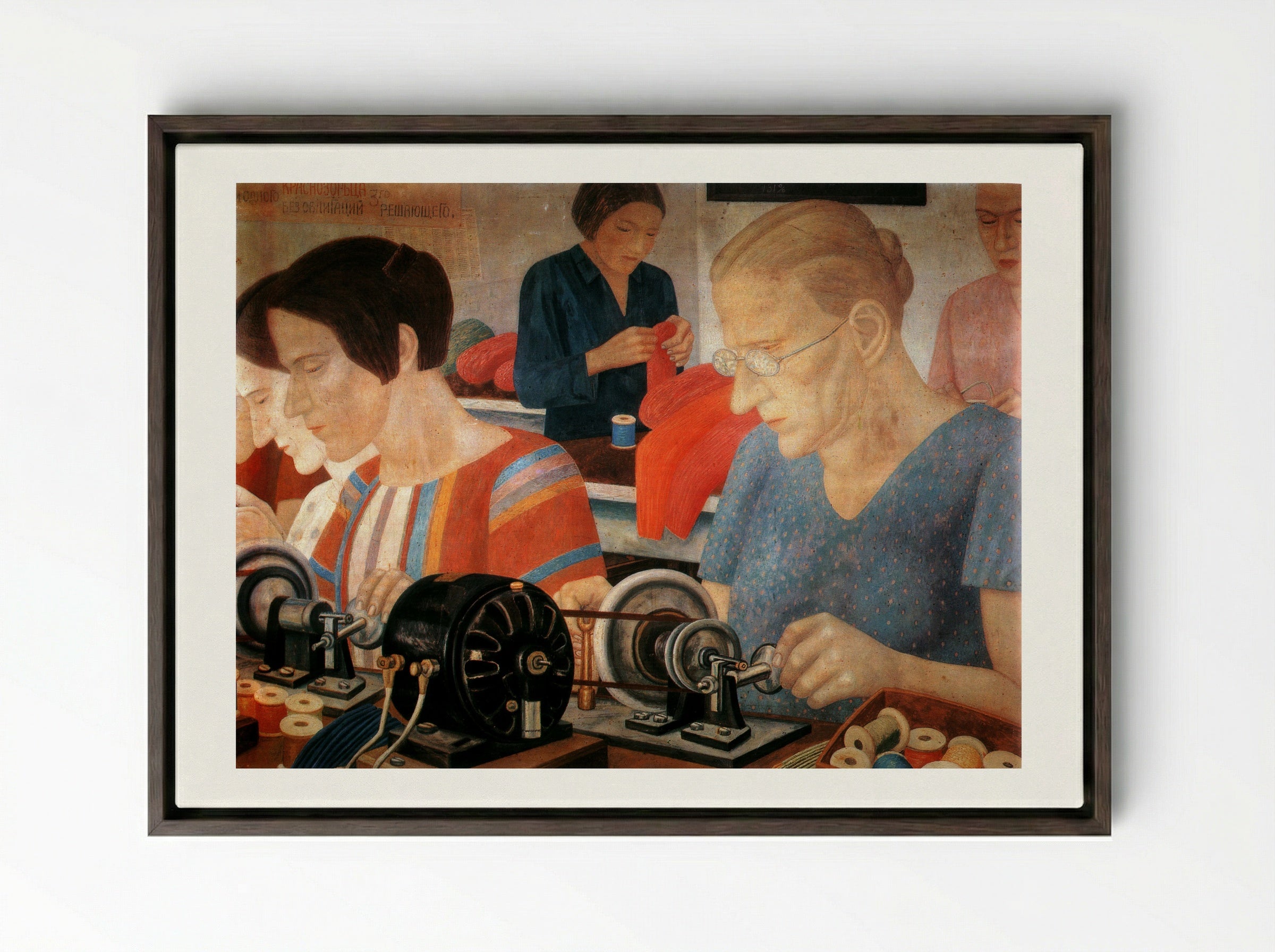 Workers - Pavel Filonov - Framed Canvas Dark Wood
