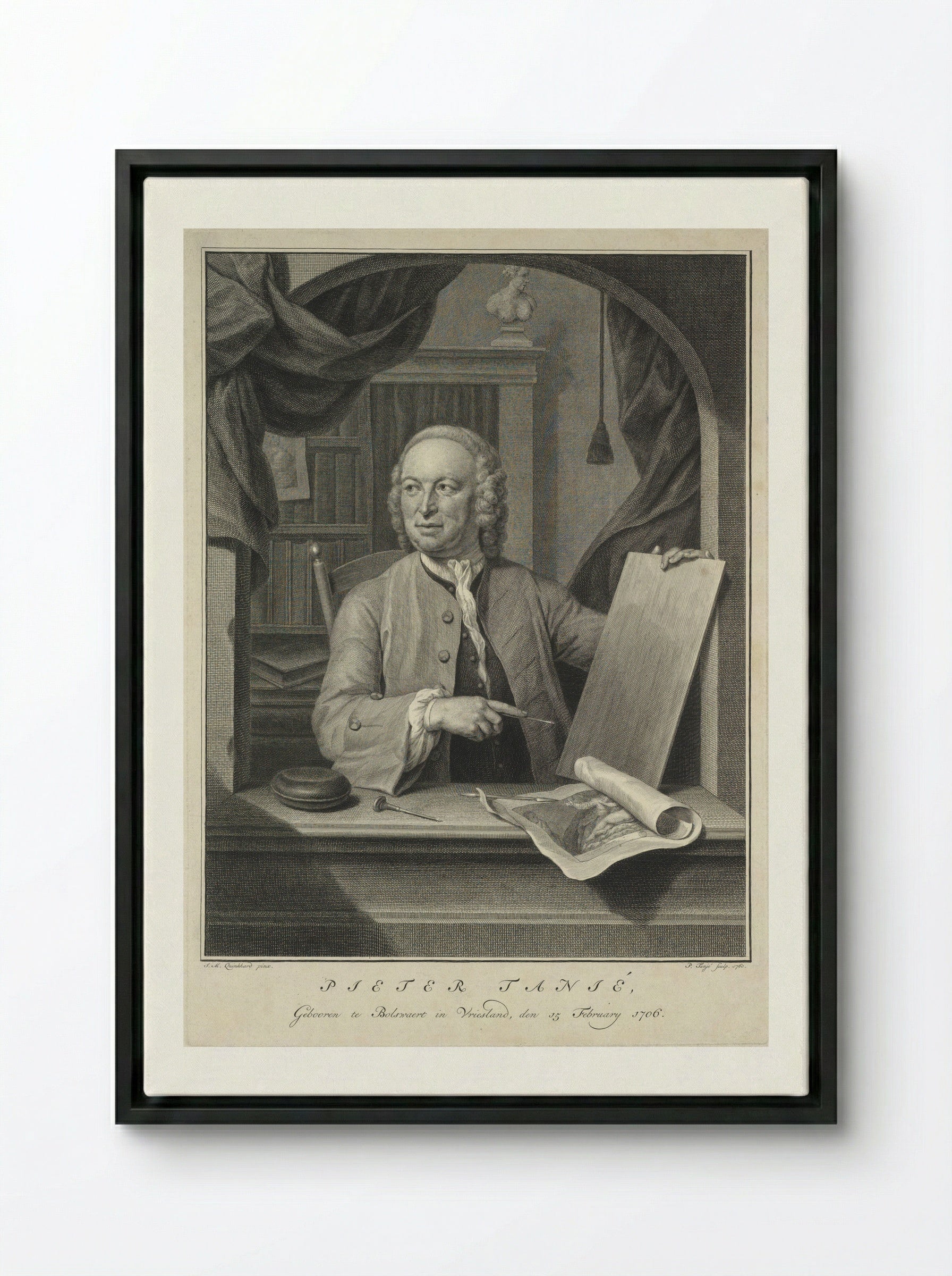 Portrait of Pieter Tanjé - Pieter Tanjé - Framed Canvas Black