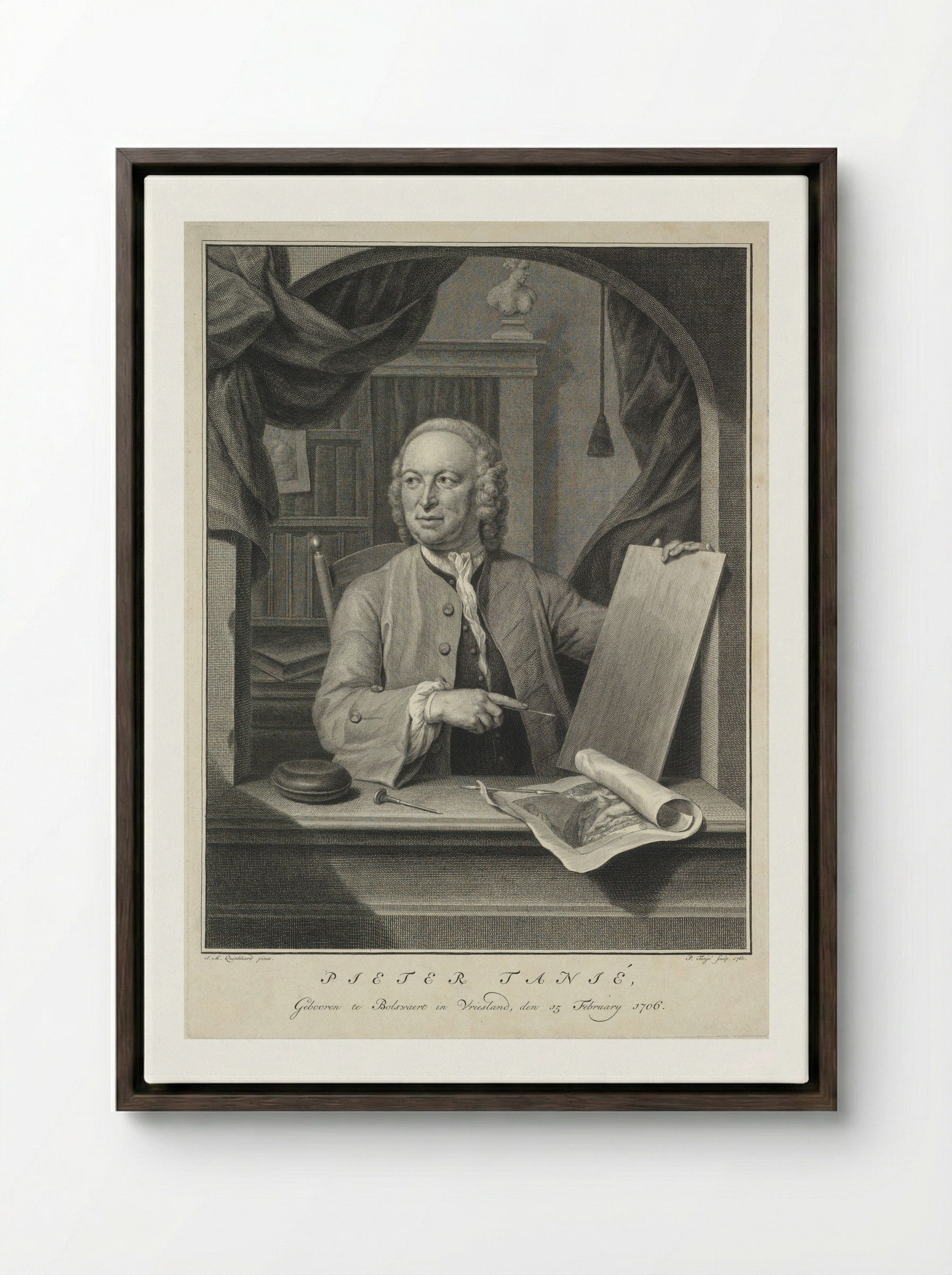 Portrait of Pieter Tanjé - Pieter Tanjé - Framed Canvas Dark Wood