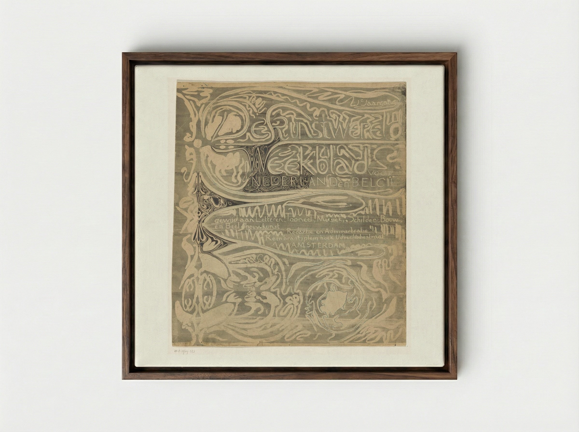 Omslagontwerp voor: De kunstwereld - Carel Adolph Lion Cachet - Framed Canvas Dark Wood