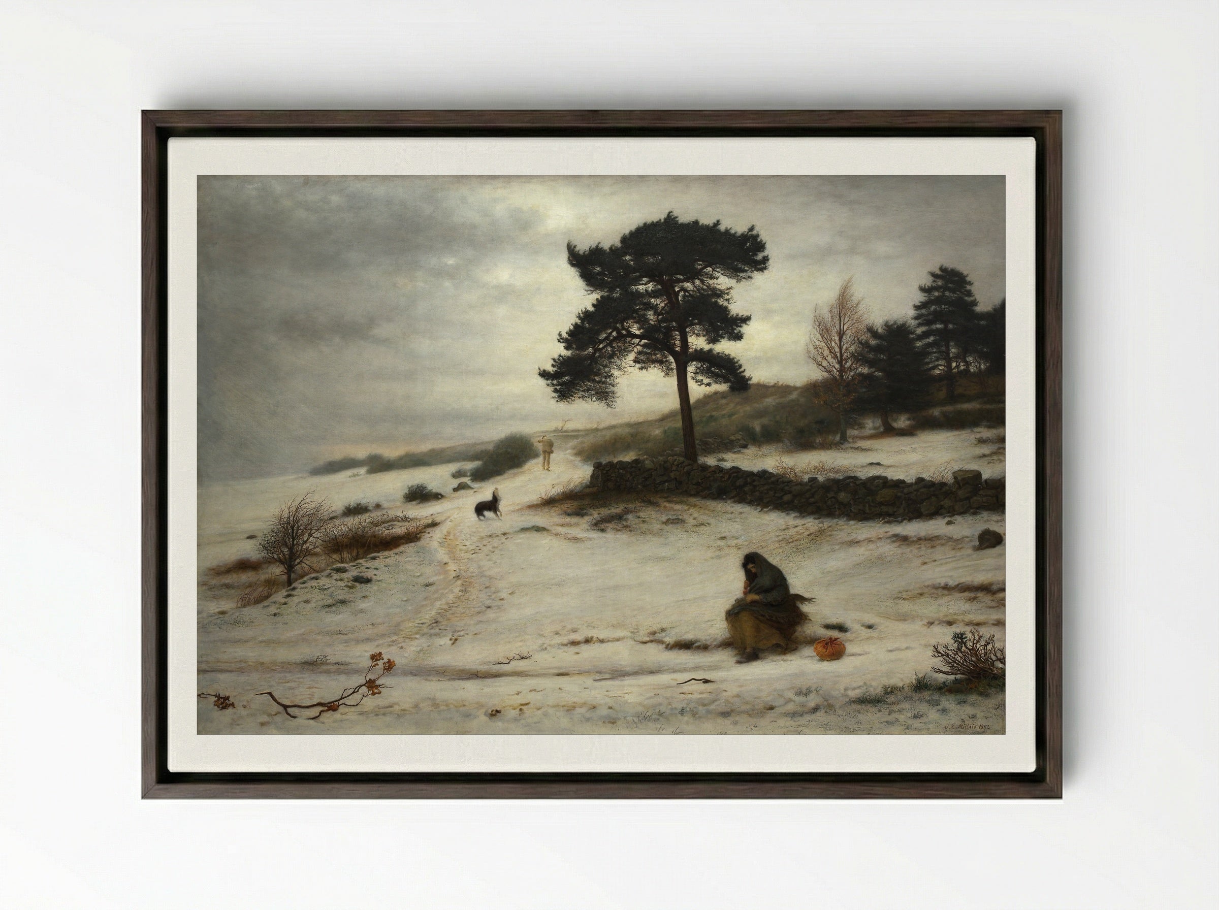 Blow, Blow, Thou Winter Wind - John Everett Millais - Framed Canvas Dark Wood