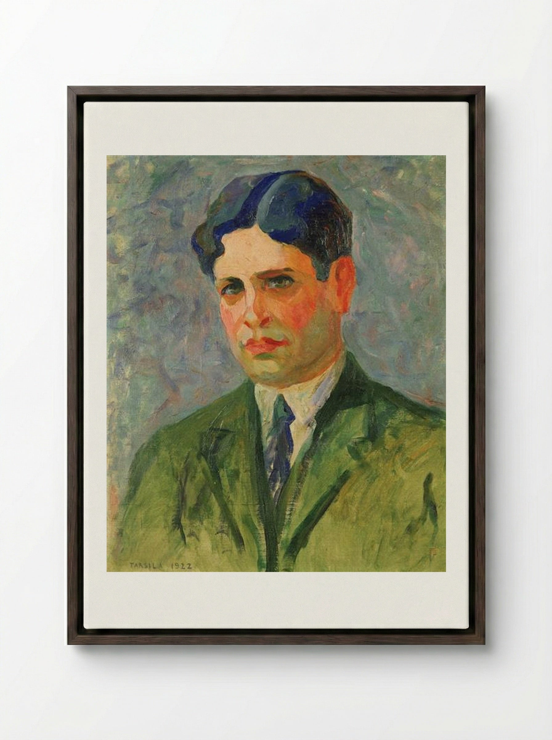 Portrait of Oswald de Andrade - Tarsila do Amaral - Framed Canvas Dark Wood