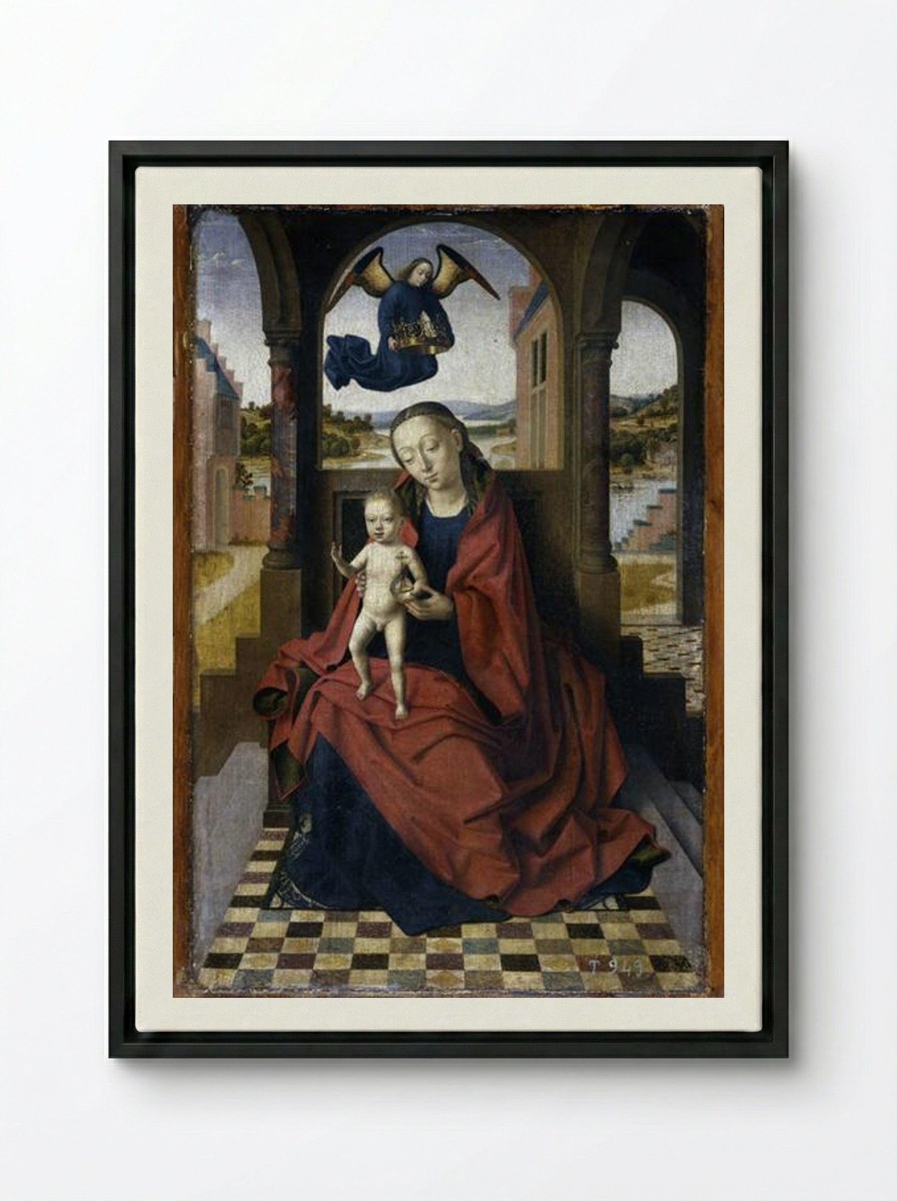 Madonna with the Child - Petrus Christus - Framed Canvas Black