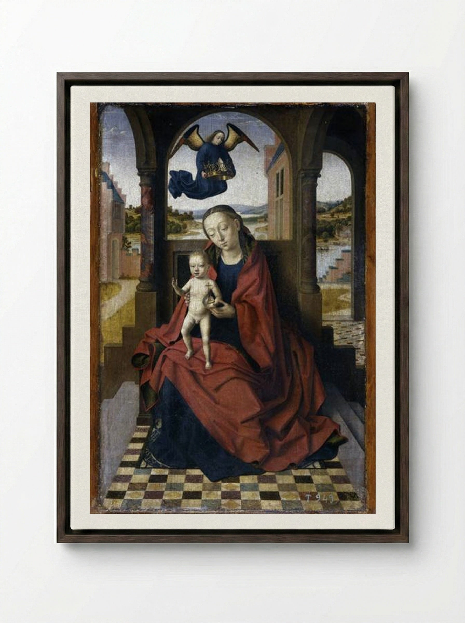 Madonna with the Child - Petrus Christus - Framed Canvas Dark Wood