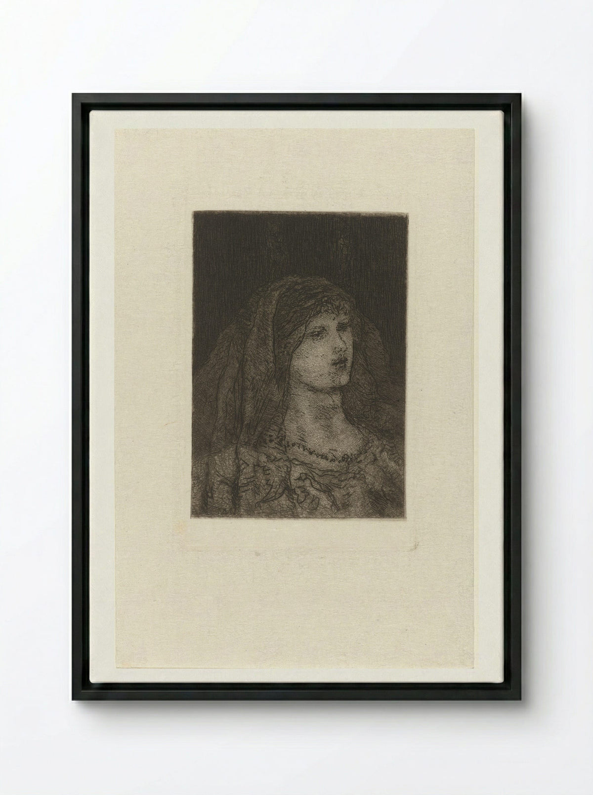Vrouw met sluier - Matthijs Maris - Framed Canvas Black