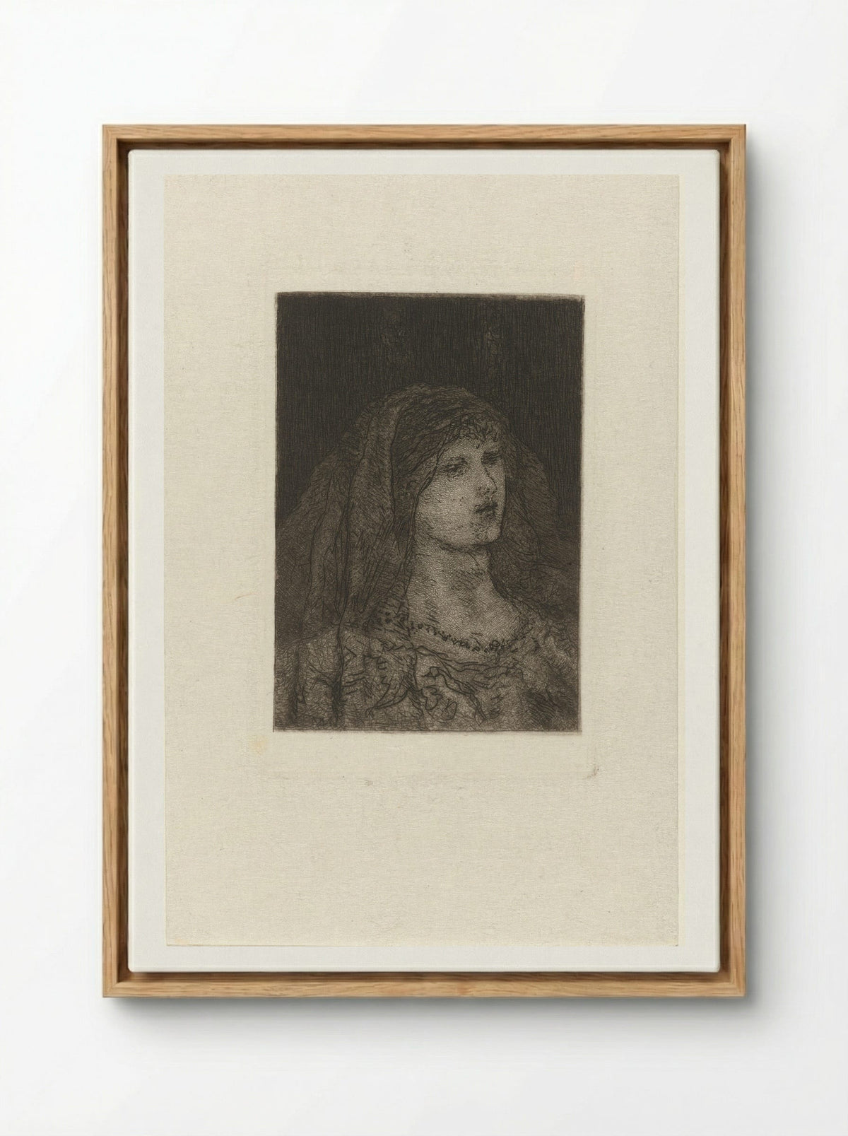 Vrouw met sluier - Matthijs Maris - Framed Canvas Wood