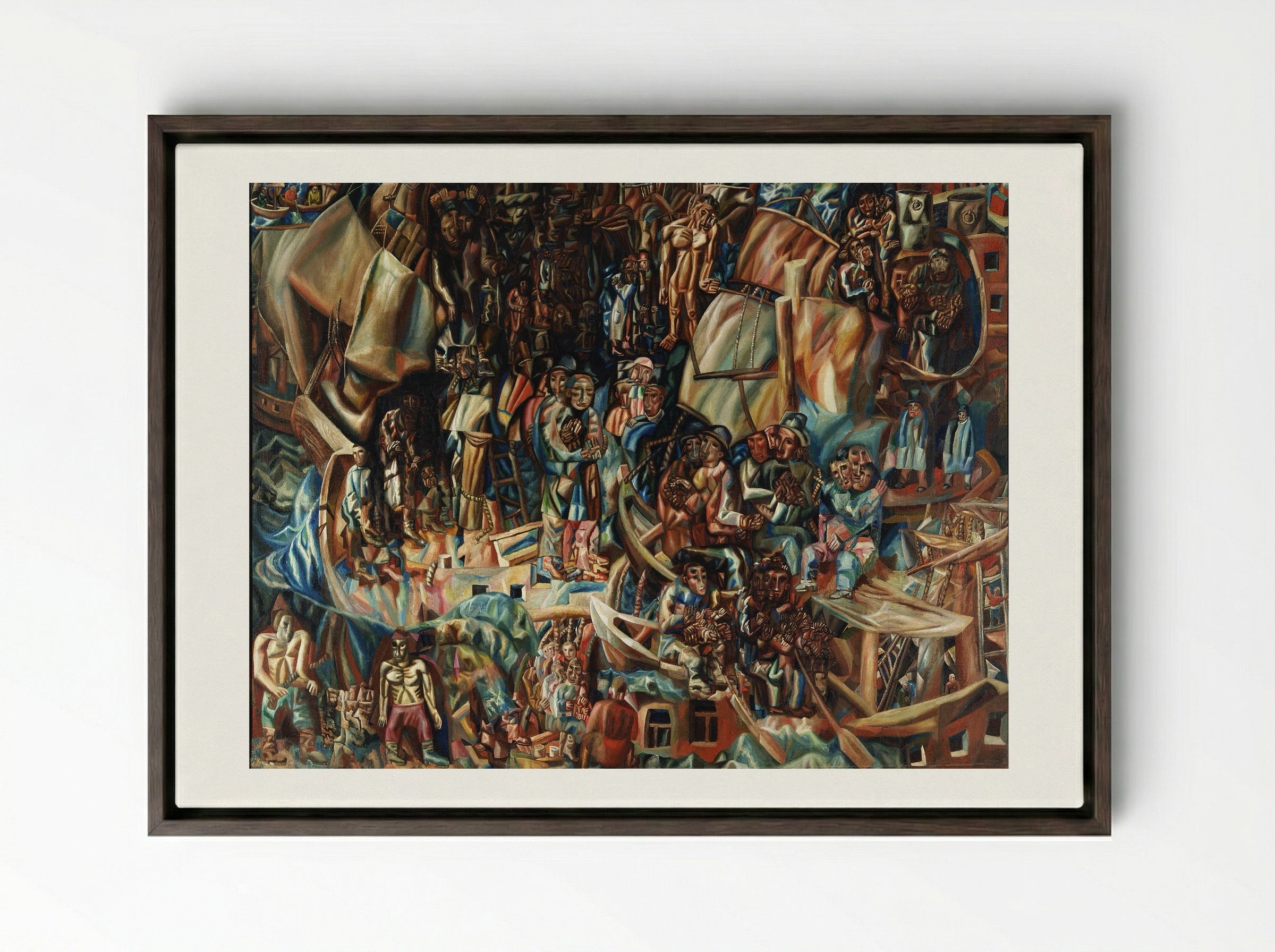 Ships - Pavel Filonov - Framed Canvas Dark Wood
