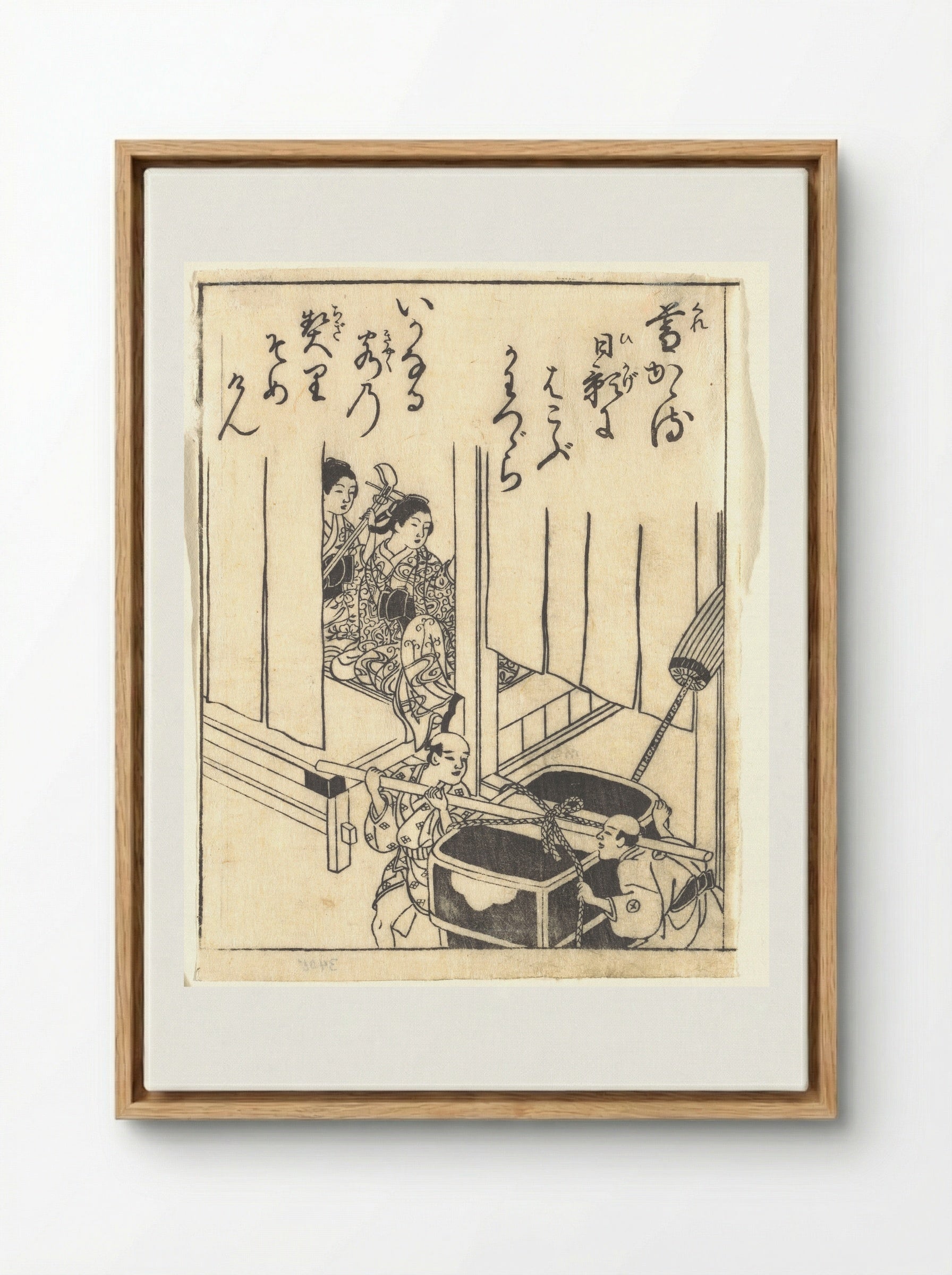 Untitled (Women in Palanquin) - Nishikawa Sukenobu - Framed Canvas Wood